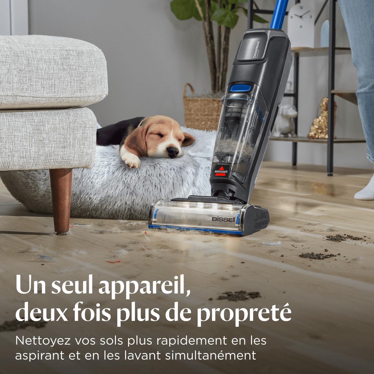 Bissell CrossWave OmniForce, Aspirateur Balai Laveur sans Fil, Aspire & Lave en Même Temps ou Mode Aspiration Uniquement, Nettoyeur Puissant, Nettoyeur a Eau pour Multi-Surfaces, 240m², 3912N