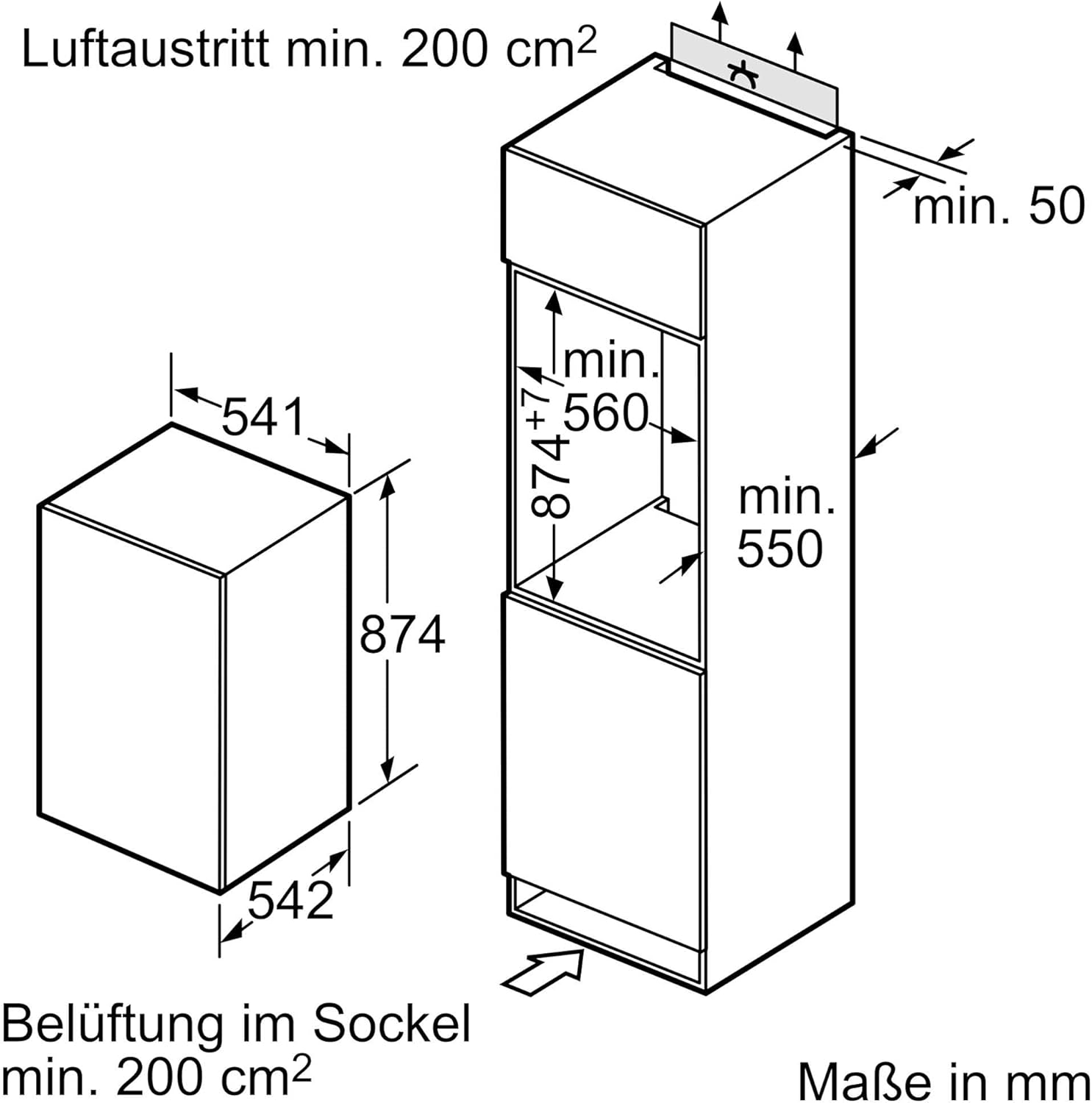 Bosch KIR81AFE0 Serie 6 Réfrigérateur encastrable, 177,5 x 56 cm, 319 L, charnière plate, fabriqué en Allemagne, VitaFresh plus 2 x fraîcheur plus longue, éclairage LED uniforme