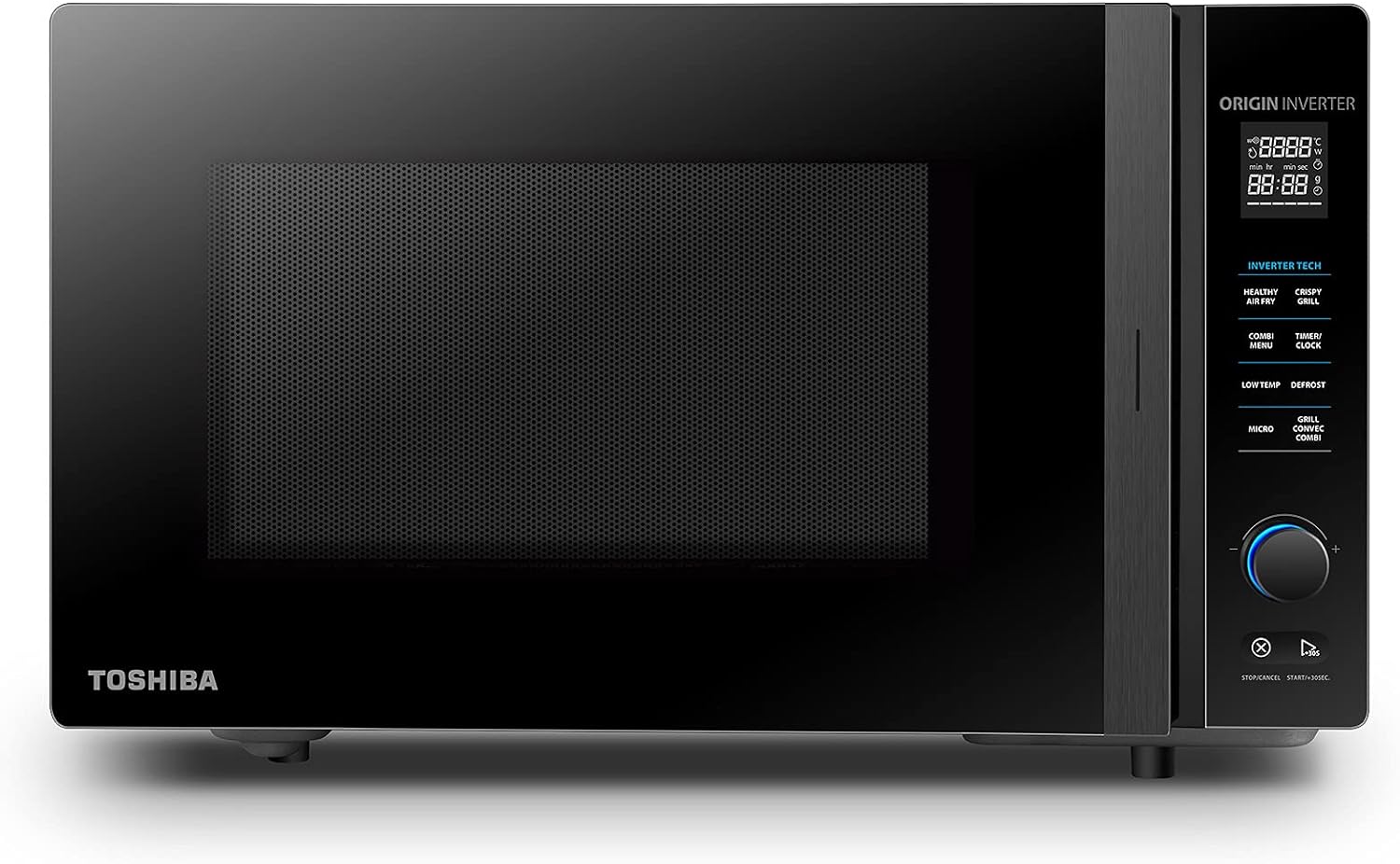 Toshiba Four à micro-ondes 4-en-1 25L MV-TC25T(BK), Technologie Origin Inverter, Micro-ondes avec friteuse à air chaud & Air chaud & Grill & Fonction Combi, 2100 W, Noir