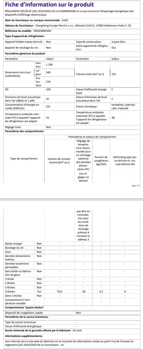 CHIQ Réfrigérateur autoportant 317L à Inverter, 322 l, sans givre, flux d'air multiple, congélation rapide, électronique tactile, compresseur avec garantie de 12 ans, efficacité améliorée, noir