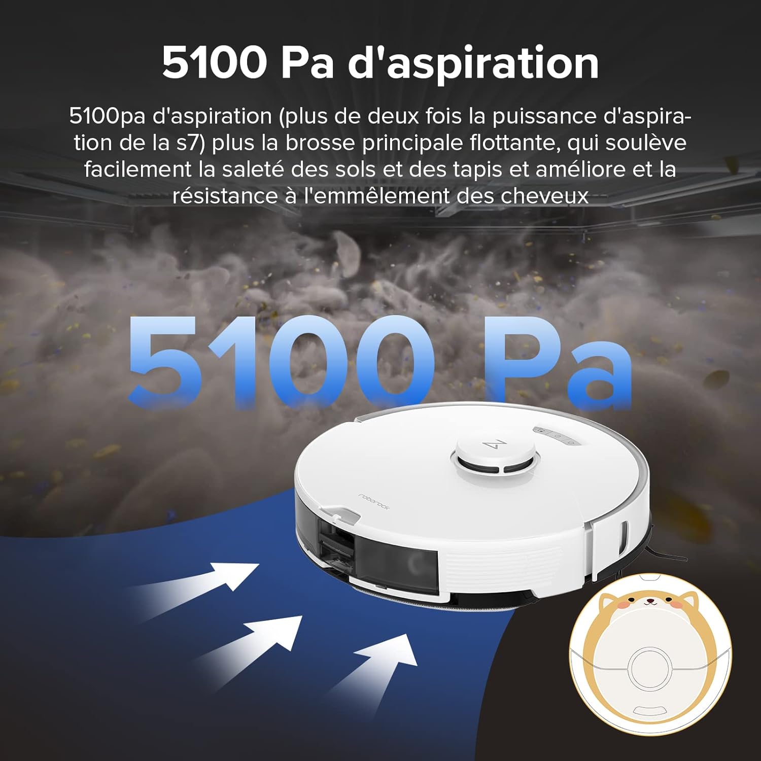 roborock QV 35A Aspirateur Robot Laveur, 8000Pa HyperForce, Station Multifonctionnelle, Serpillière Rotative 200 TR/Min & Relevable 10mm, Anti-enchevêtrement, Évitement d'obstacles, Cartographie, APP