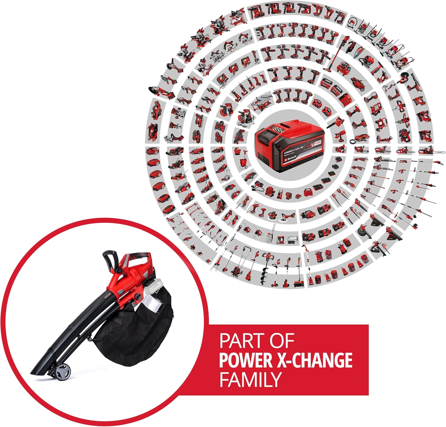Einhell Akku-Laubsauger Laubblser GE-CL 36 Li E-Solo Power X-Change (Lithium-Ionen, 2 x 18 V, 210 km/h Luftgeschwindigkeit, bürstenloser Motor, 45 l-Fangsack, Tragegurt, ohne und Ladegert)