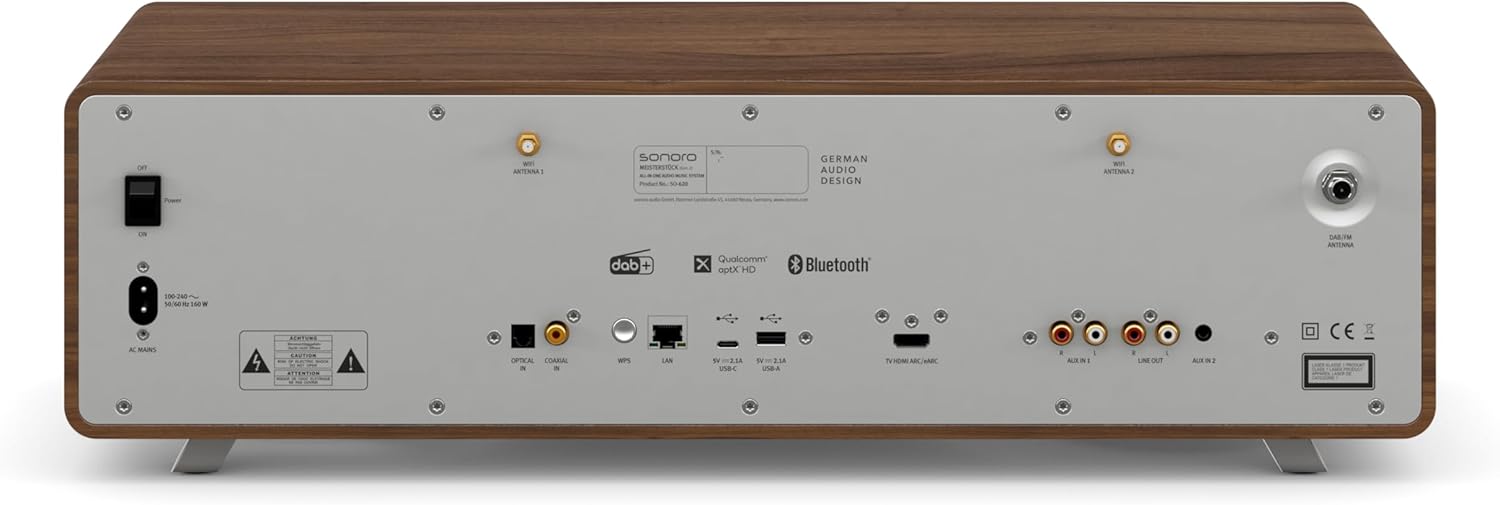 sonoro MEISTERSTÜCK (Gen.2) Chaîne Hi-FI (Airplay, Chromecast, Spotify, Tidal, FM, Dab+, USB) Noyer