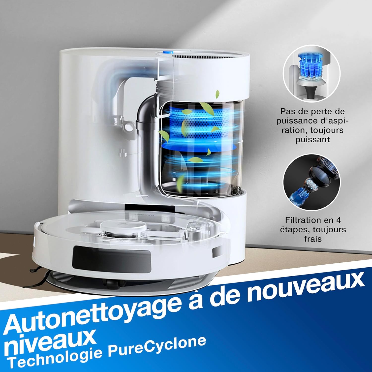 ECOVACS Aspirateur Robot DEEBOT N20 Plus, Robot Aspirateur Laveur 8000Pa avec vidange Automatique poussière, Nettoyage Autonome de 45 Jours, Batterie 300 Min, Anti-Tangle, Tapis et Poils d'animaux