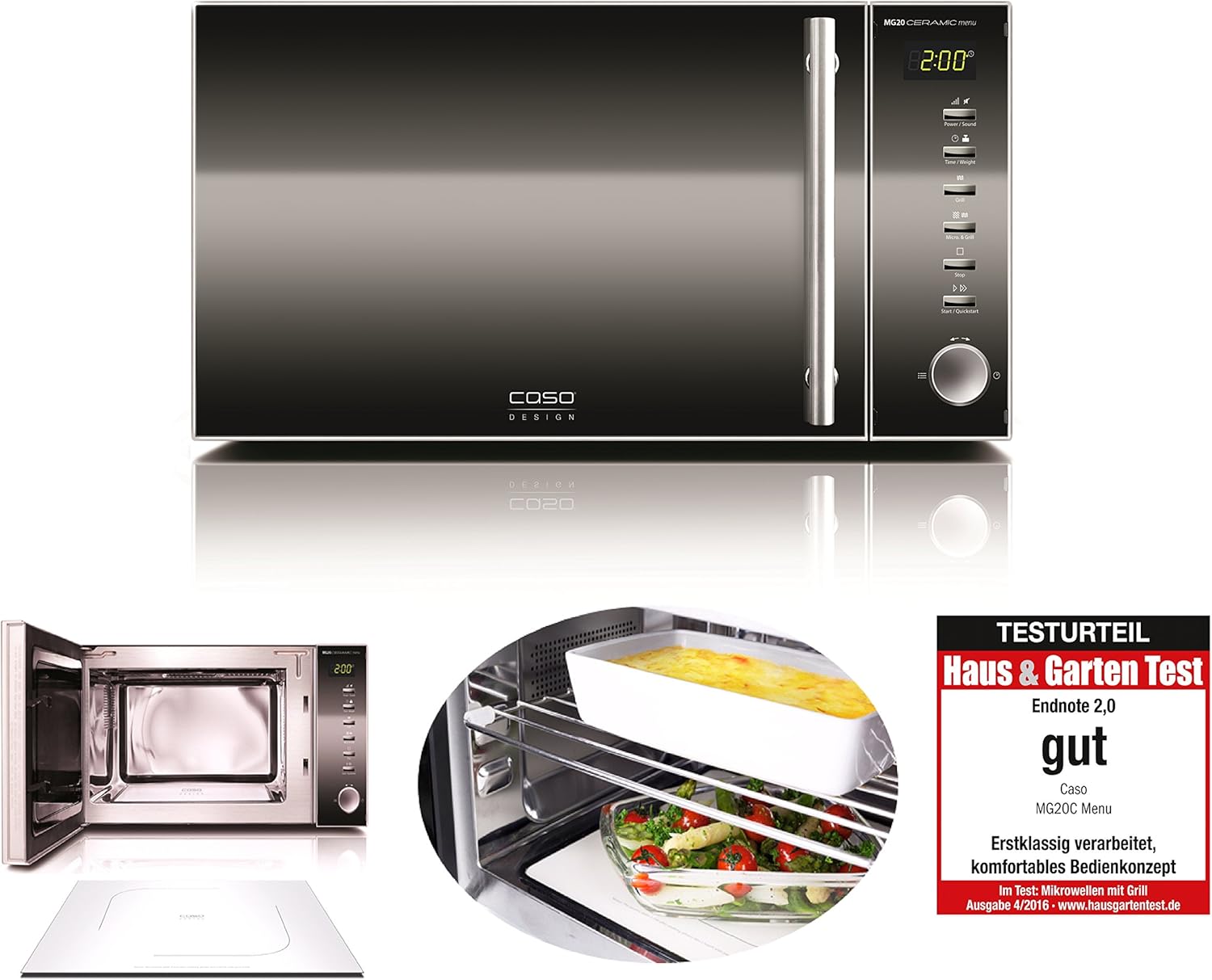 Caso Micro-ondes MG Ceramic Menu 2 in 1 20 l Edelstaahl