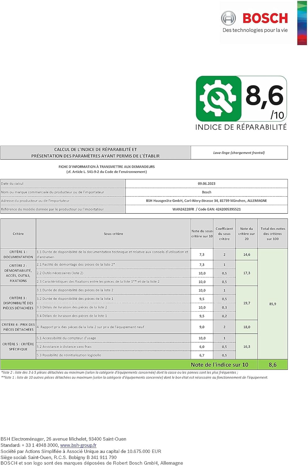 Bosch WAN24228FR, Série 4, Lave linge hublot, 8 kg, 1200 trs/min, Blanc