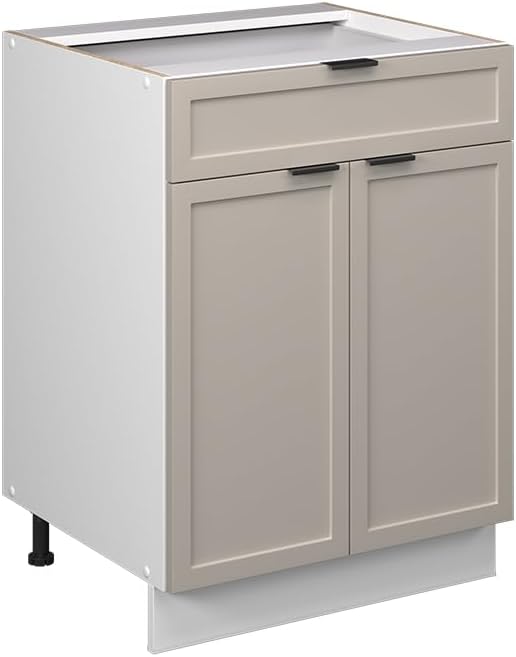 Vicco Meuble pour Four Fame-Line, Blanc Haute Brillance/Blanc, 60 cm avec étagères Ouvertes