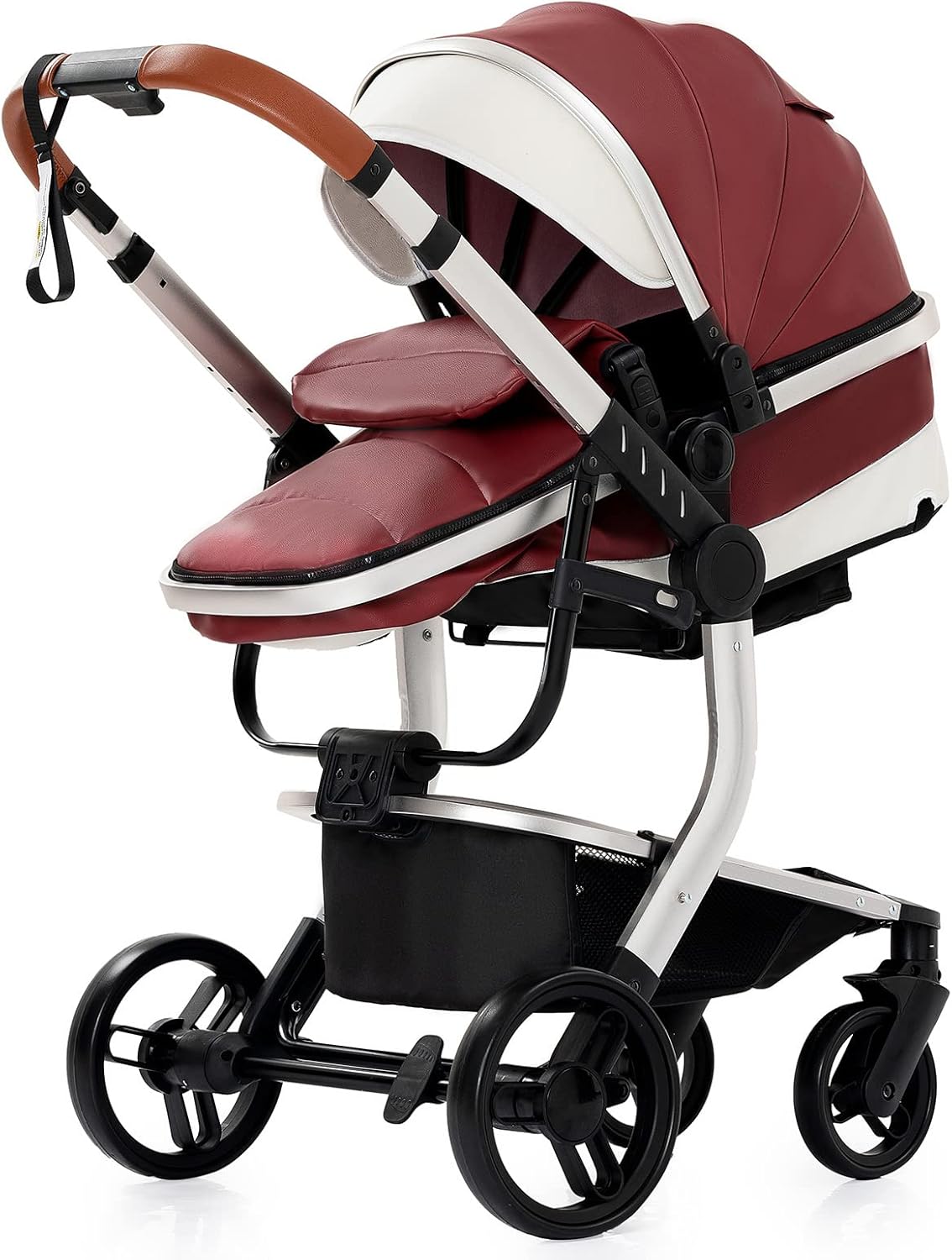 NADDLILY Poussette 3 en 1, Poussette Bebe avec Conception Portable Pliable en Un Clic, Pousette 3 en 1 avec Poussée Réversible Bidirectionnelle, Poussette Canne avec Accessoires (V9 Black)