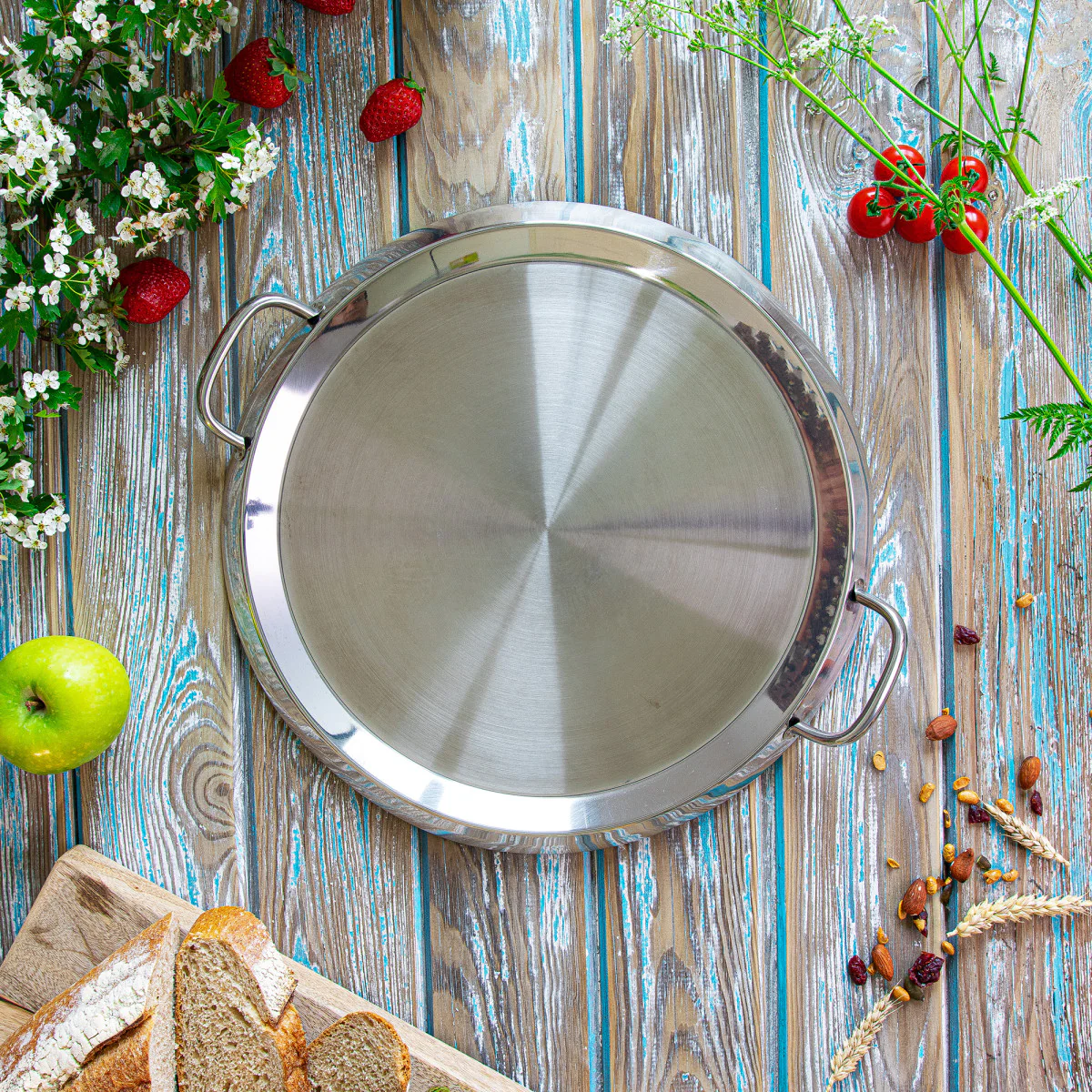 Gril Plancha inox avec anses fixes 34cm Cristel