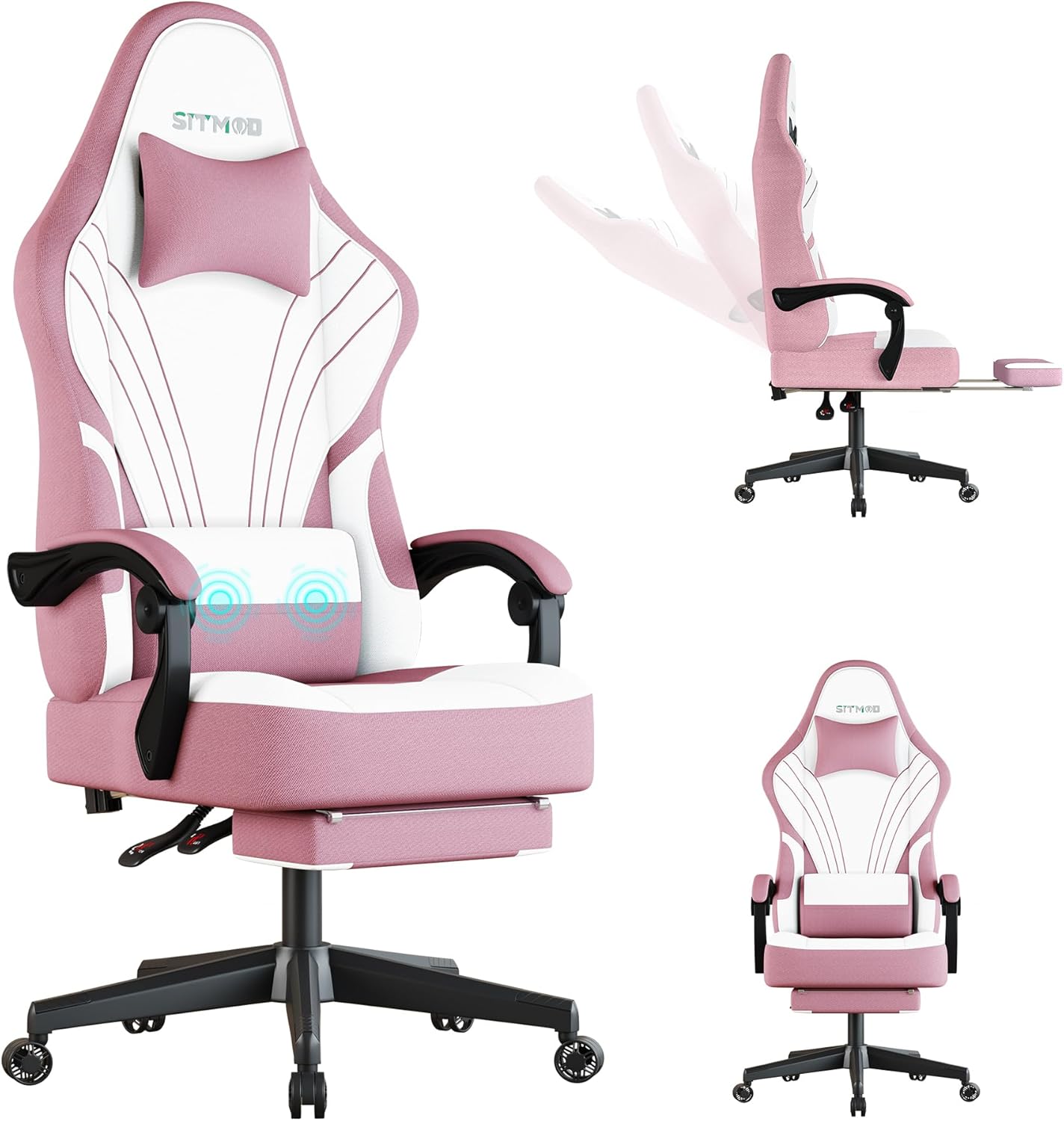 Ulody Chaise Gaming Ergonomique, Fauteuil de Bureau Pivotant, Dossier Haut, Siege Gamer avec Appui-tête et Soutien Lombaire Ajustables, Chaise de Jeu avec Repose-Pieds(Gris)