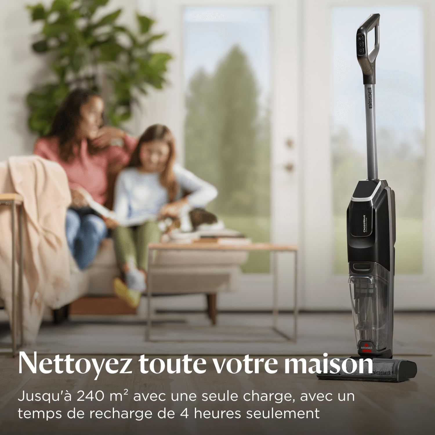 Bissell CrossWave OmniForce, Aspirateur Balai Laveur sans Fil, Aspire & Lave en Même Temps ou Mode Aspiration Uniquement, Nettoyeur Puissant, Nettoyeur a Eau pour Multi-Surfaces, 240m², 3912N