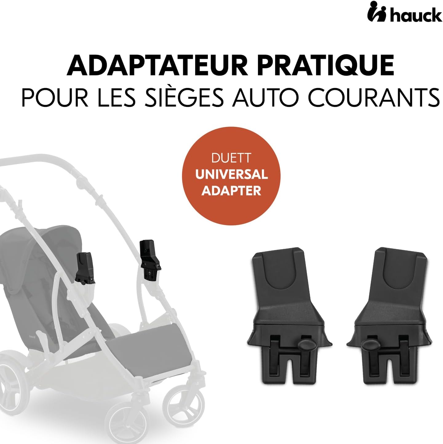 hauck Poussette Double Duett 2, Siège Supérieur Convertible en Nacelle Bébé, Réversible, Pliable, Charge Maxi 36 Kg, Inclus Habillage Pluie, Forest Noir