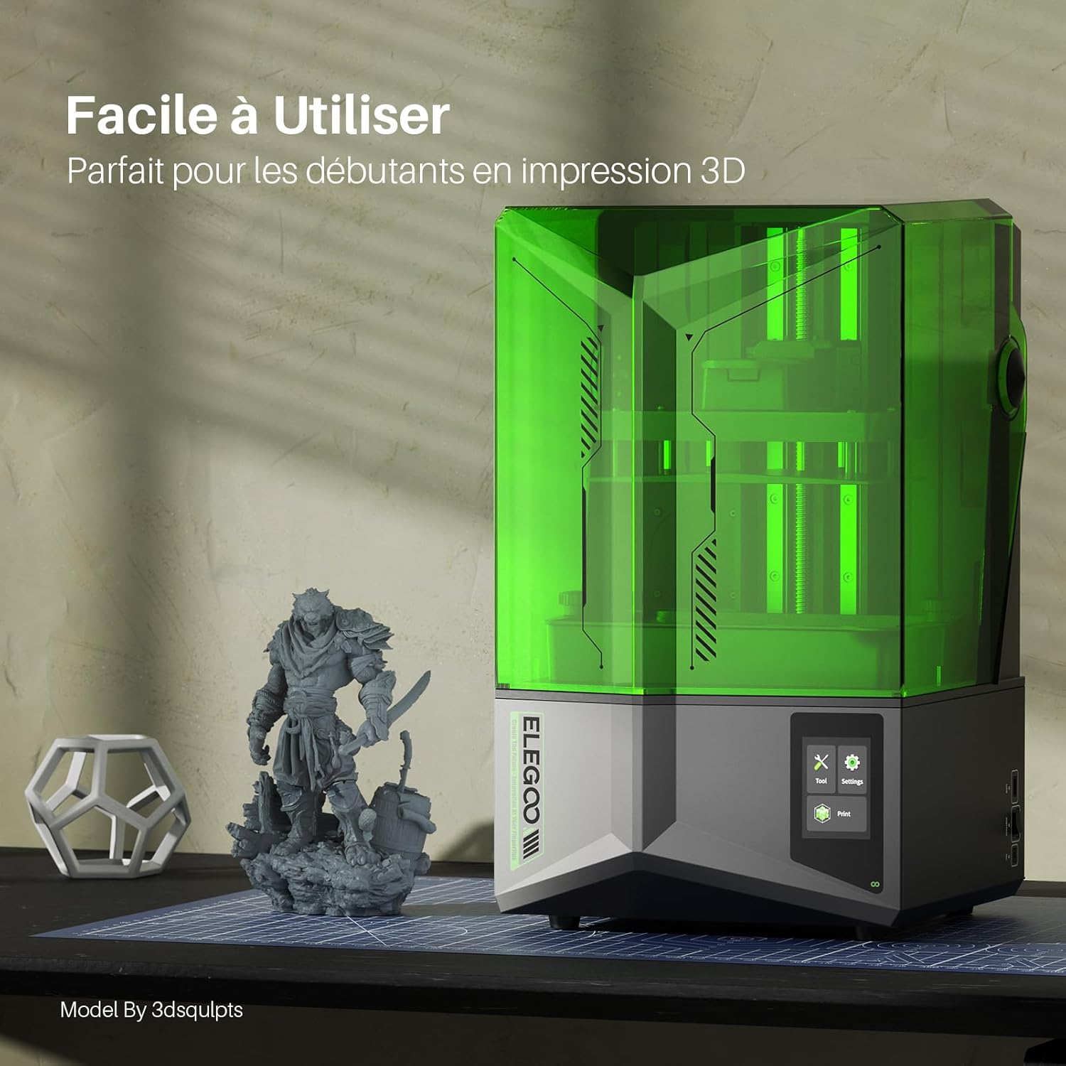 ELEGOO Saturn 4 Ultra Imprimante 3D Résine, LCD Mono 12K de 10 Pouces, Haute Vitesse de 150 mm/h, Nivellement Automatique et Intelligente, Transfert WiFi, Taille d'impression 218,88x122,88x220 mm³