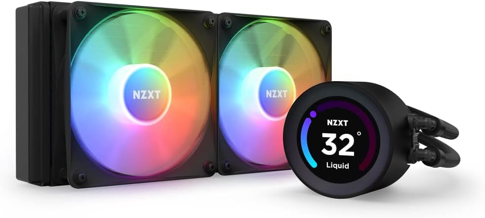 NZXT Kraken Elite 280 RGB - Refroidisseur de liquide CPU AIO - Radiateur 280mm - Ventilateur F280 RGB - IPS LCD 2,72 personnalisable - Turbine Pump - LGA 1700 1200 115X 1851 / AM5 AM4 - Noir