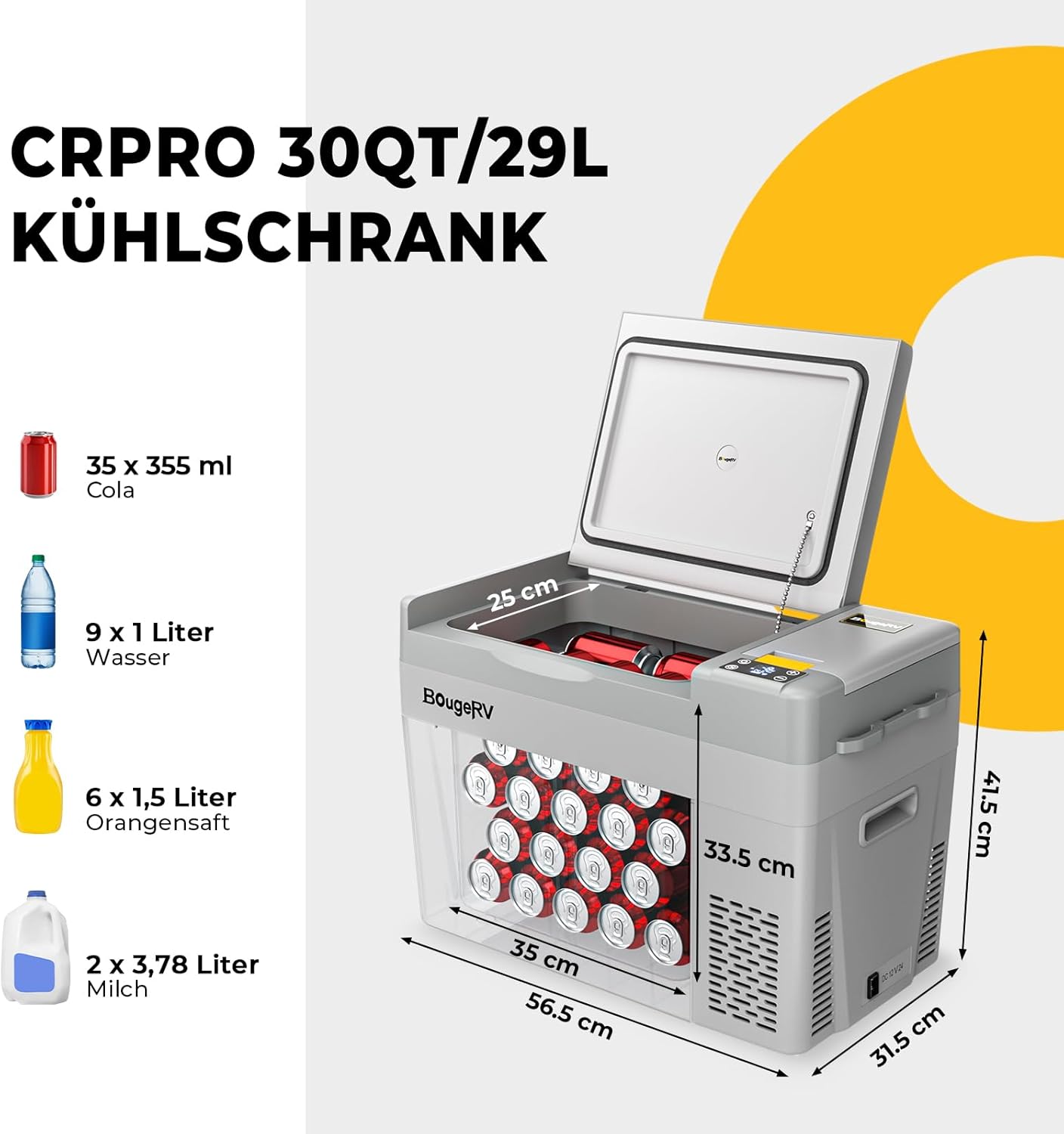 BougeRV CRPRO Glacière à Compression, Frigo Voiture 20 litres(-22℃~10℃), 12/24V DC &110-240V AC Glaciere Voiture, Frigo Compression 12v, pour voiture, camping, voyage