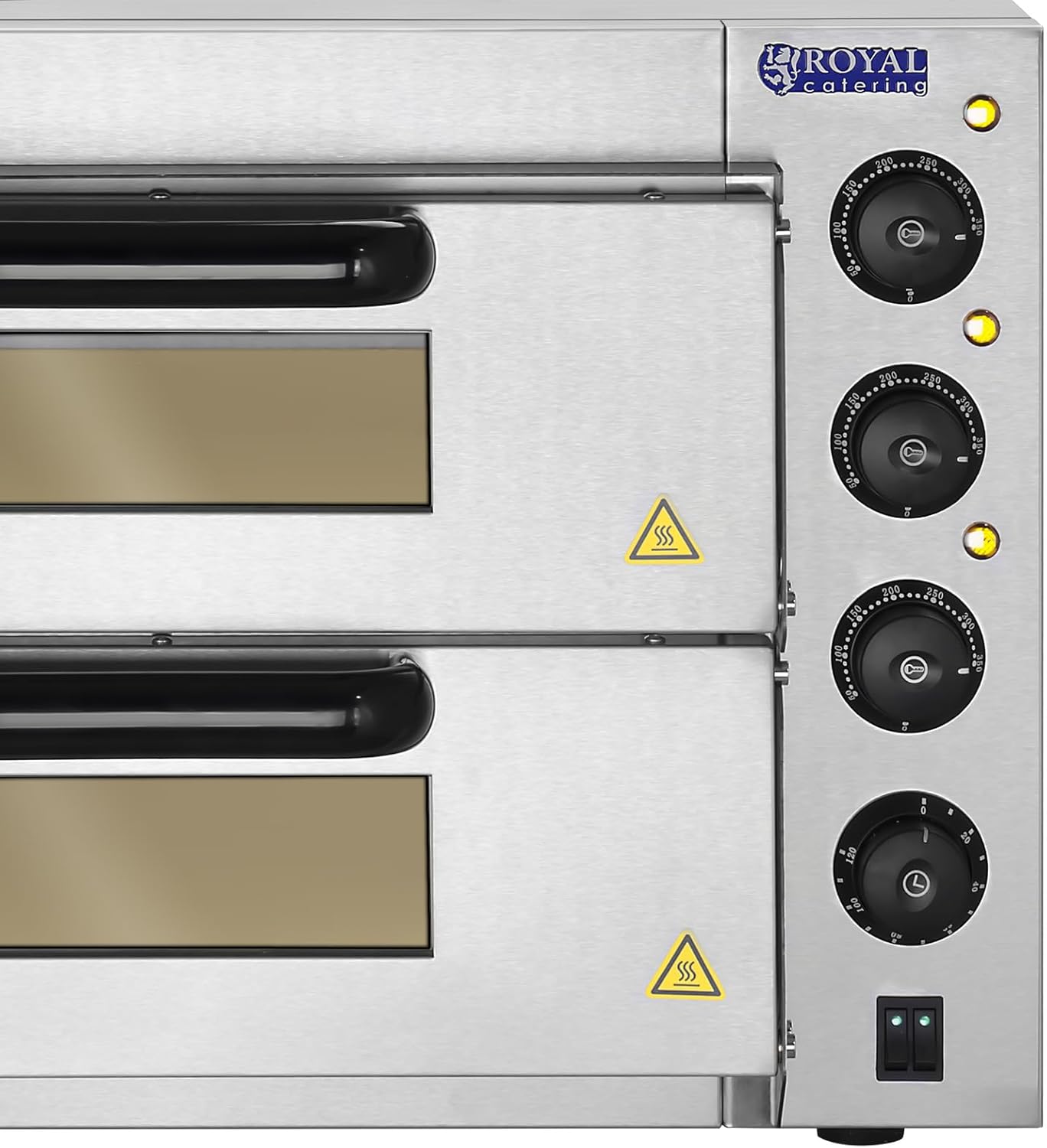 Royal Catering Four à Pizza Electrique RCPO-3000-2PS-1 (2 chambres de cuisson, chaleur réglable séparément, 2 base en chamotte 40x40x1,5cm, fonction minuterie jusqu'à 120 min)