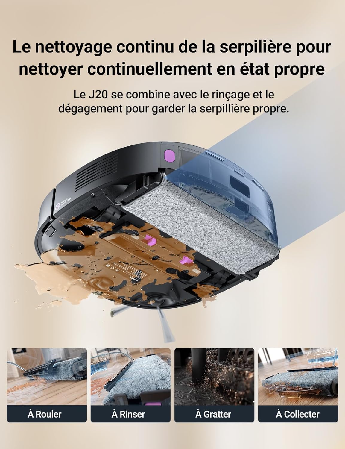 EUREKA J15 Pro Ultra Aspirateur Robot,Robot Aspirateur Laveur 16200 Pa,Nettoyage des Bords,Brosse Anti Enchevêtrement,Lavage de Serpillière à l'eau Chaude 75℃,Base autonettoyante