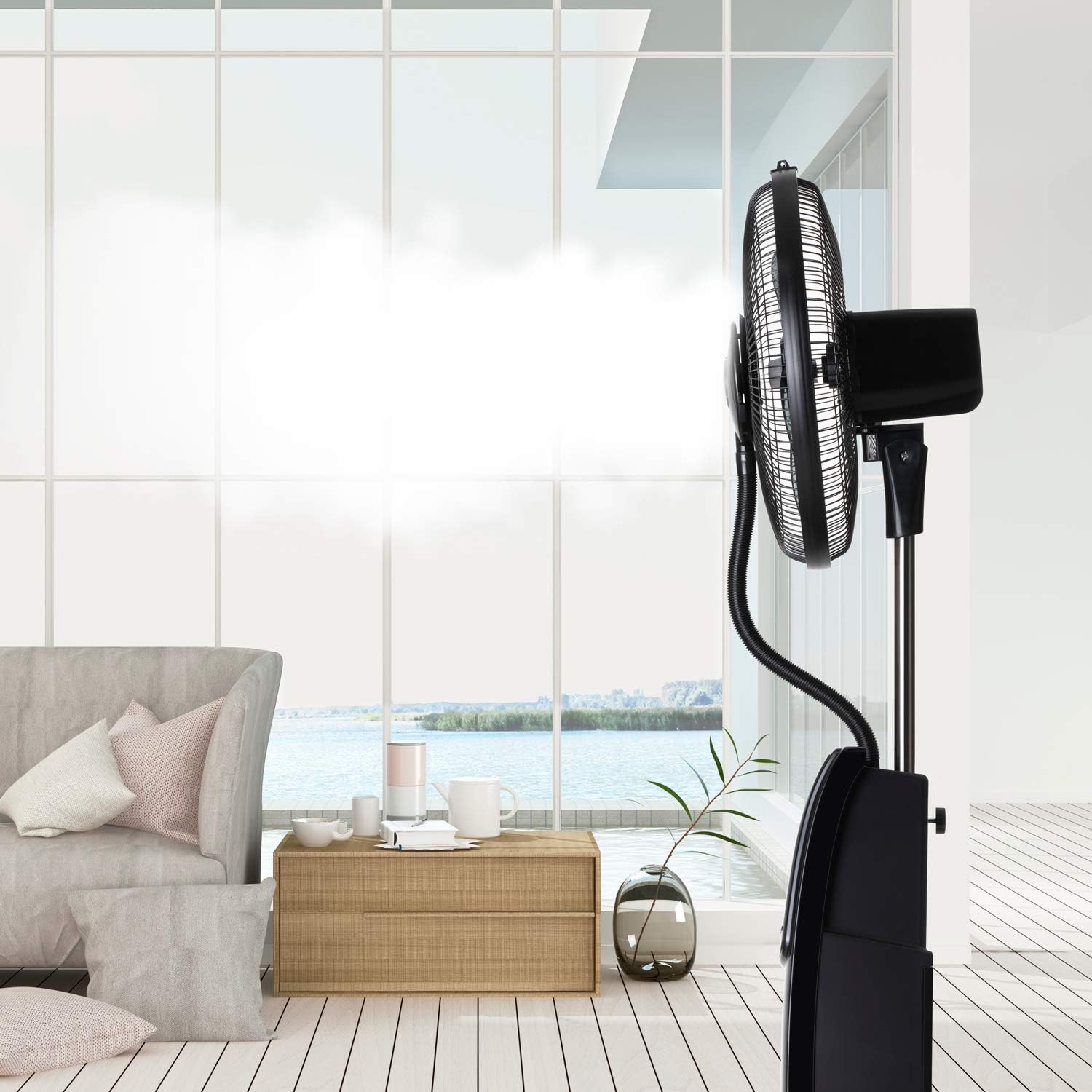 Taurus VB02 - Ventilateur brumisateur 90W, climatiseur, 3 vitesses et 3 modes, 90 W, 70° dʼoscillation, minuterie 12 h