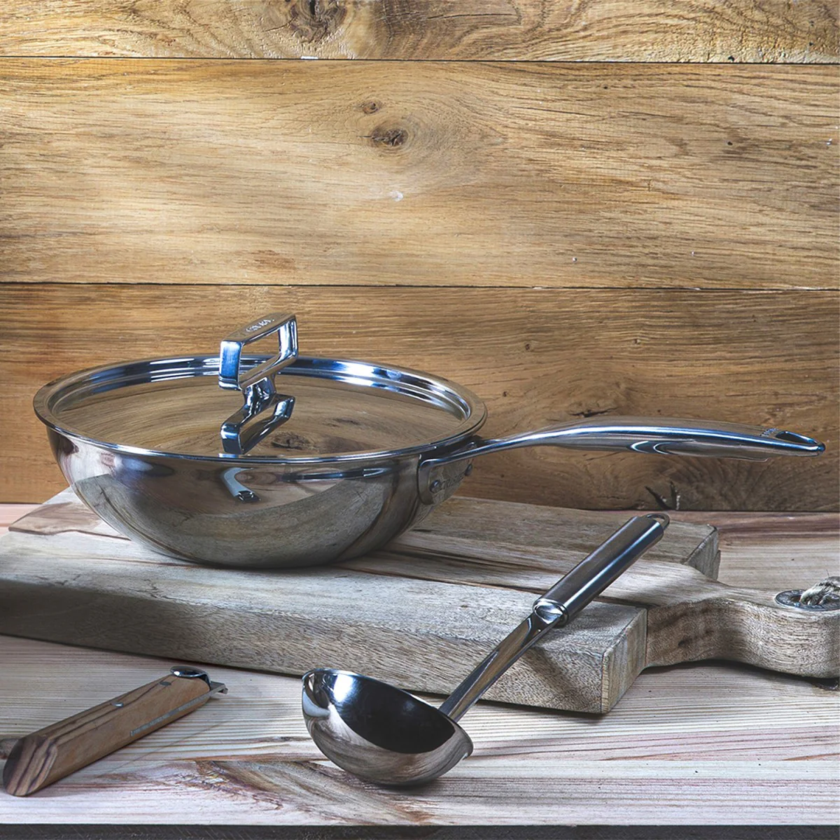 Wok inox Castel'Pro fixe 24cm Cristel