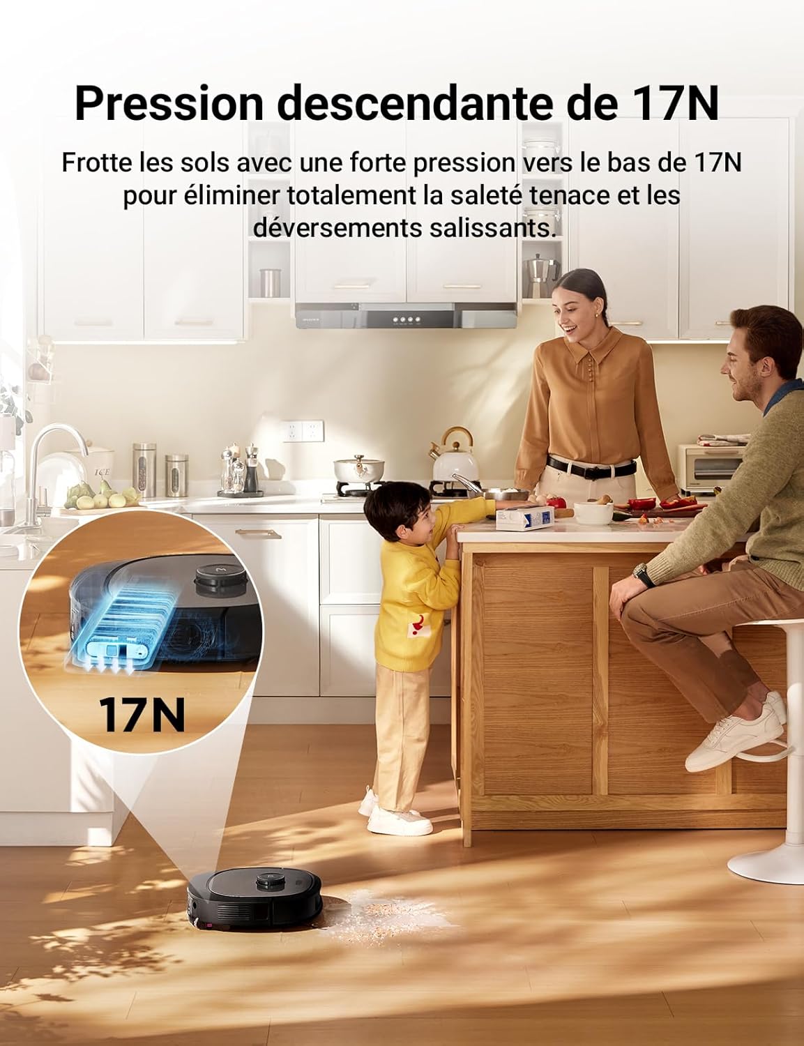 EUREKA J15 Pro Ultra Aspirateur Robot,Robot Aspirateur Laveur 16200 Pa,Nettoyage des Bords,Brosse Anti Enchevêtrement,Lavage de Serpillière à l'eau Chaude 75℃,Base autonettoyante