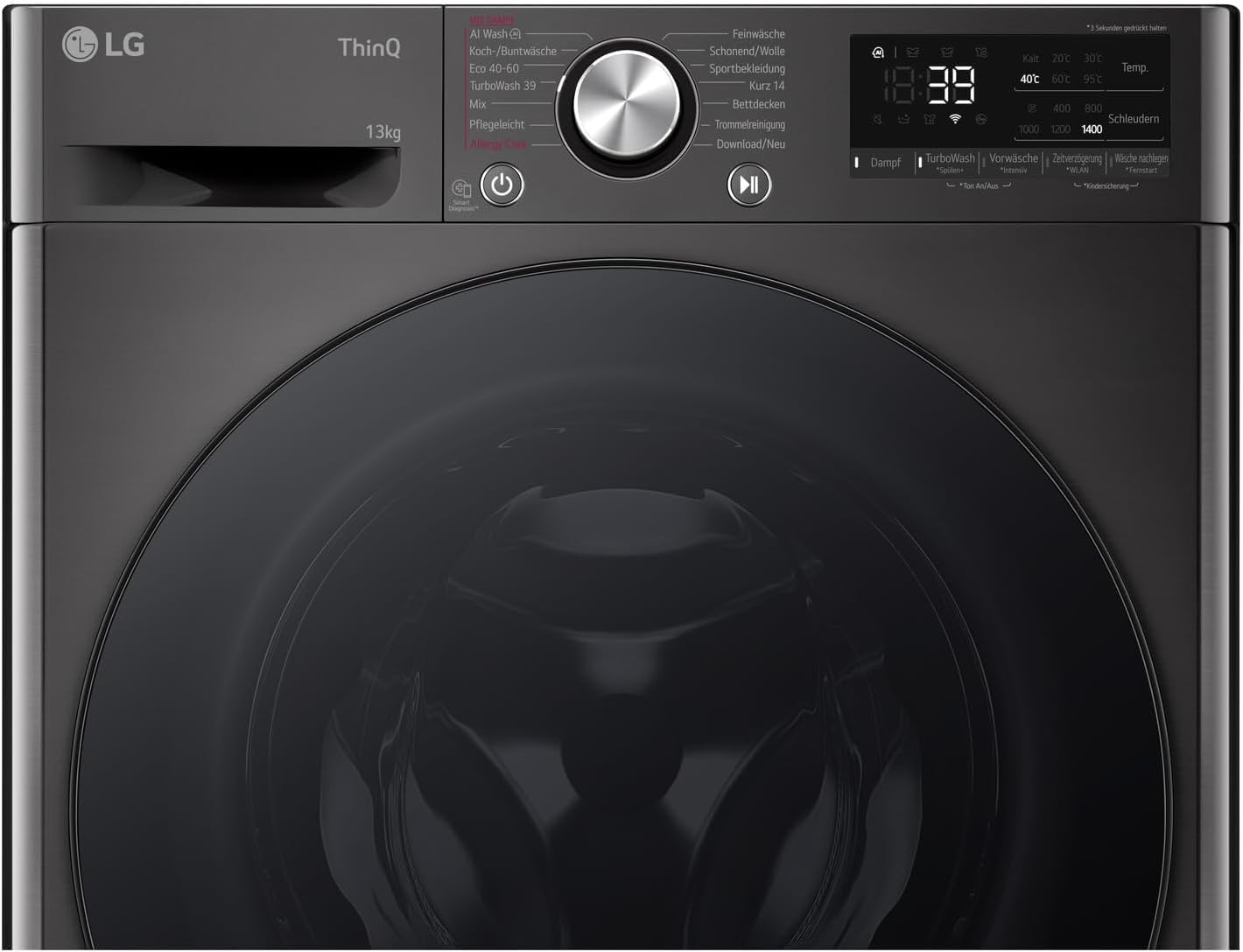 LG F4WV7080, Klasse A, Frontlader-Waschmaschine 8 kg, 1400 U/Min, AI Direct Drive, Wi-Fi, Tiefenreinigung mit Dampf, Groe Kapazitt, TRIPLE A, Auentür aus Sicherheitsglas, 62 x 60 x 85 cm  Wei