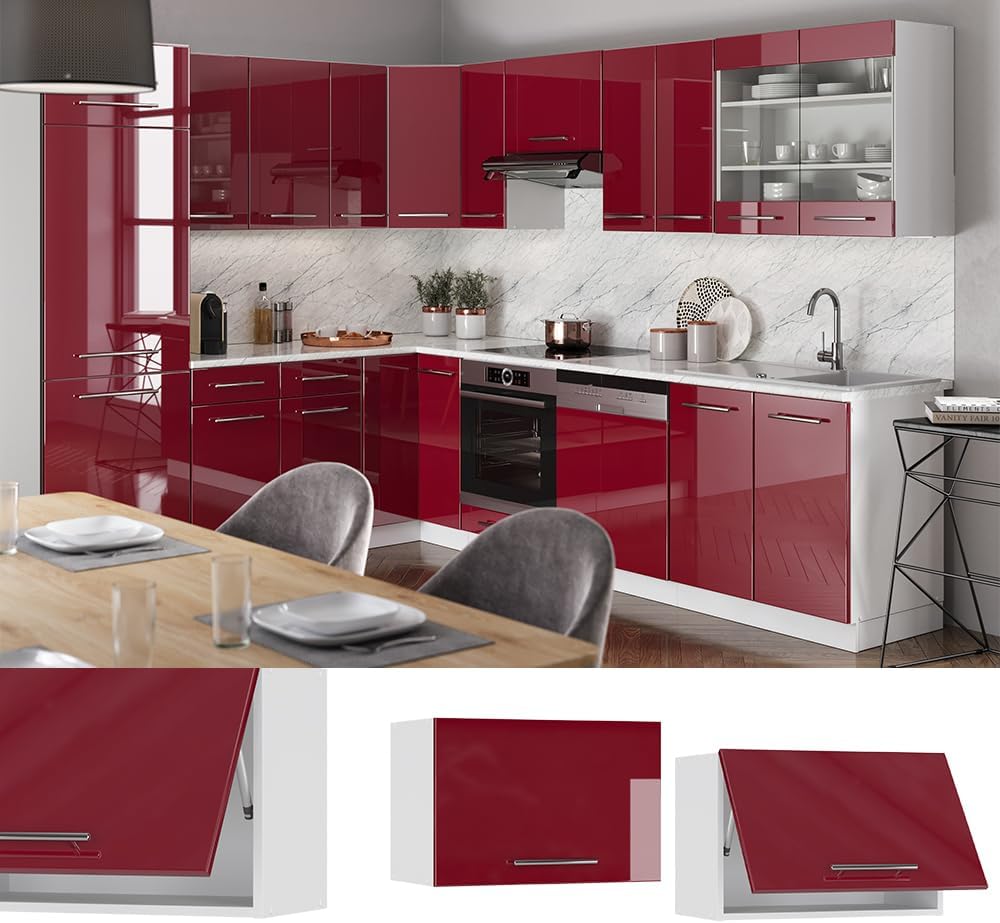 Vicco Meuble pour Four Fame-Line, Blanc Haute Brillance/Blanc, 60 cm avec étagères Ouvertes