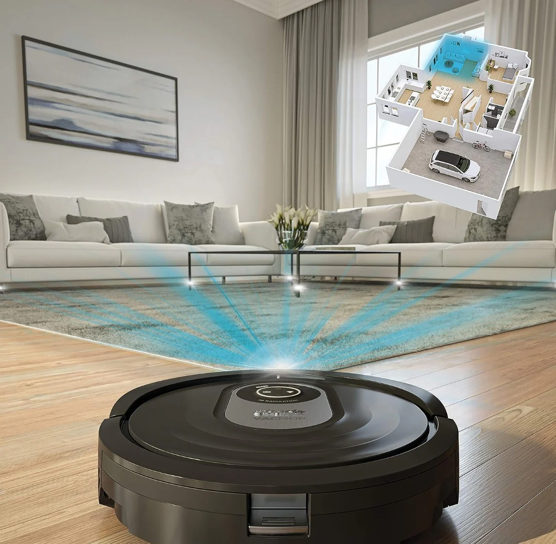 Aspirateur robot Shark AI avec rouleau et brosse autonettoyant (RV2001WD)