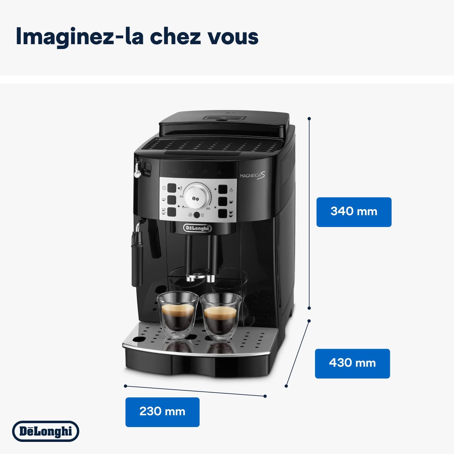De'Longhi Magnifica S ECAM11.112.B, Machine à Café Automatique/ à Espresso du Grain à la Tasse Avec Buse à Lait, avec 4 Recettes à Touche Unique, Panneau de Contrôle Soft-Touch, 1450W, Noir