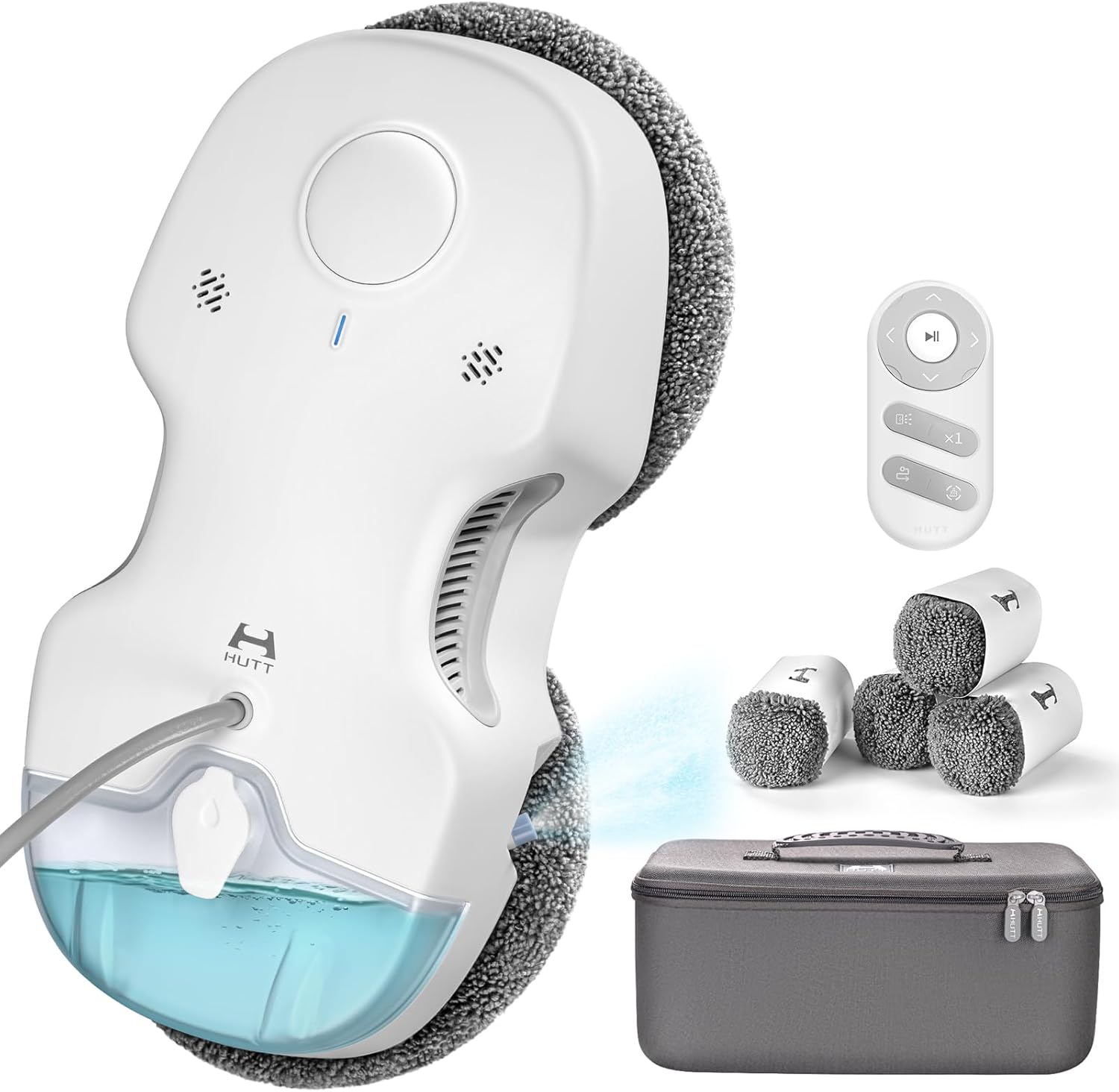 HUTT DDC55 Robot Nettoyeur Vitre, Robot Laveur de Vitre Automatique, Système de Sécurité, Navigation Intelligente, Télécommandé, pour Toutes Les Surfaces Lisses, avec 12 Chiffons