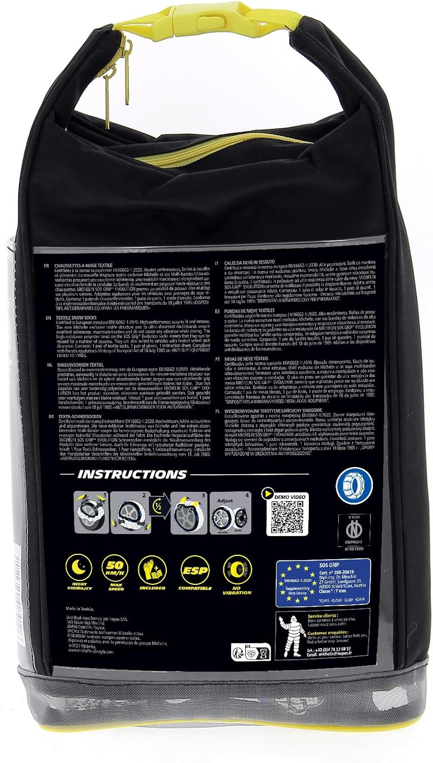 MICHELIN Chaussettes à Neige Textile EVO 6, Gris, SOS