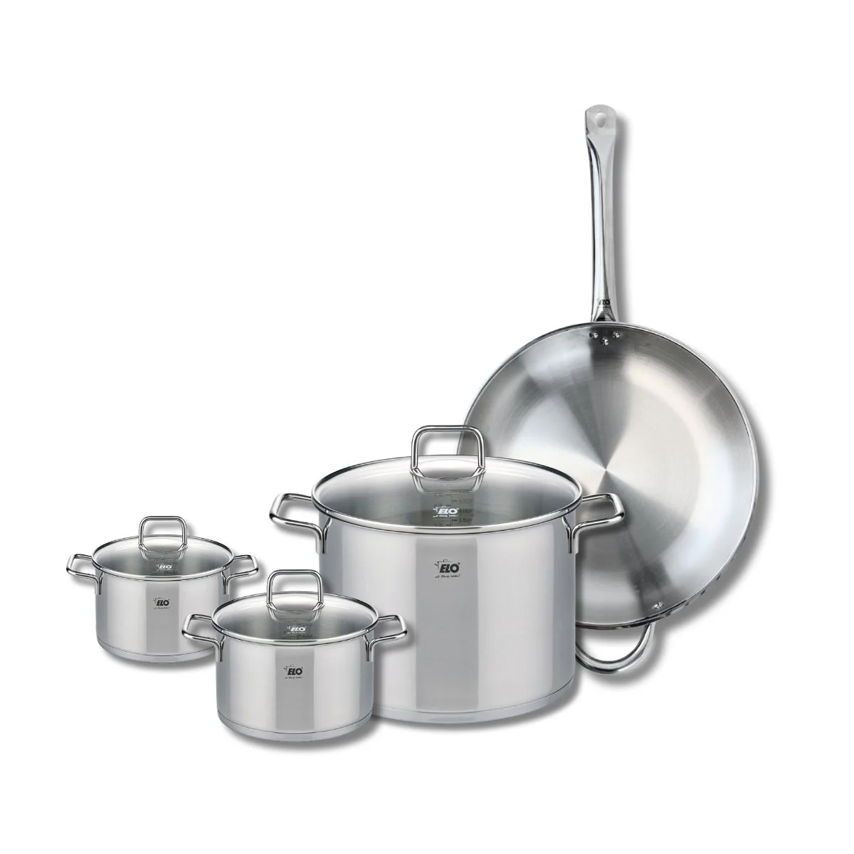 Set de 1 Poêle de cuisson 32 cm et 3 faitouts 14, 16 et 26 cm Elo Profi Citrin Elo