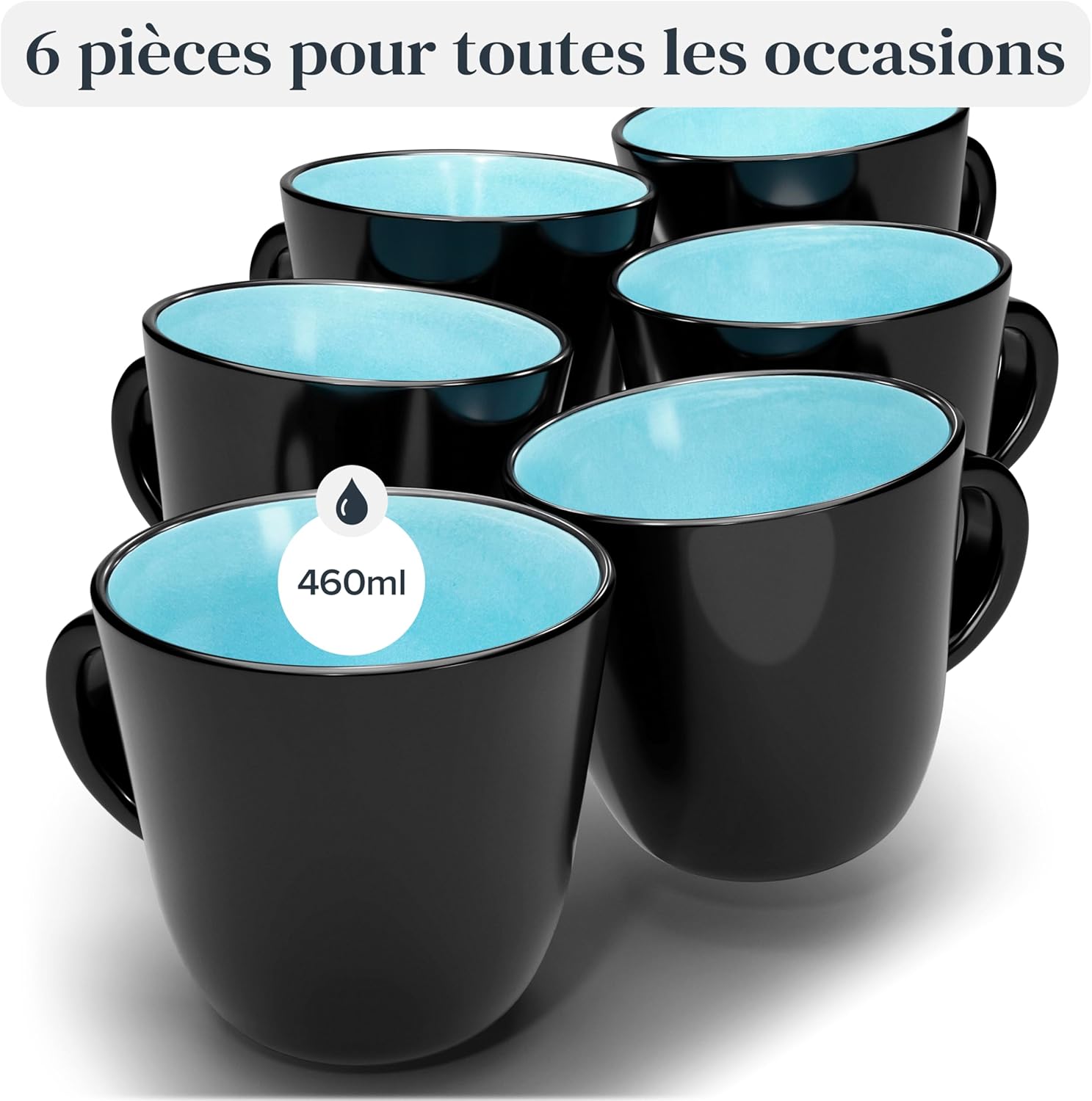 Service de Vaisselle en Grès Ibiza 36 pièces –Ensemble de Vaisselle pour 12 Personnes, Adapté au Lave-Vaisselle et au Micro-Ondes, Pure Living bleu fumé, Assiettes Service de Table