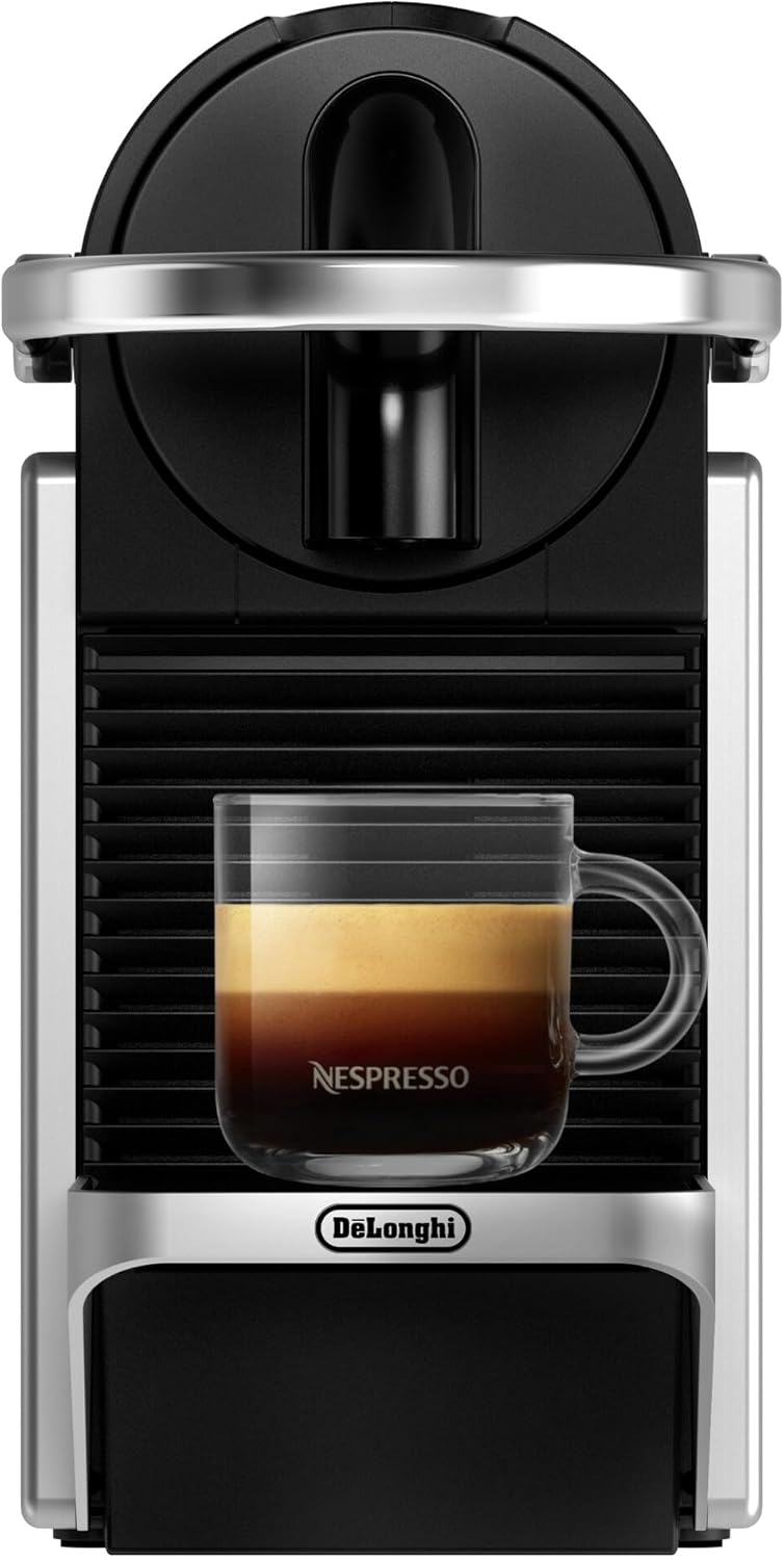 Nespresso Machine à café à capsules DeLonghi EN 124.S Pixie Silver | 1260 W | 0,7 L | Panneaux latéraux à capsules recyclées, métal argenté