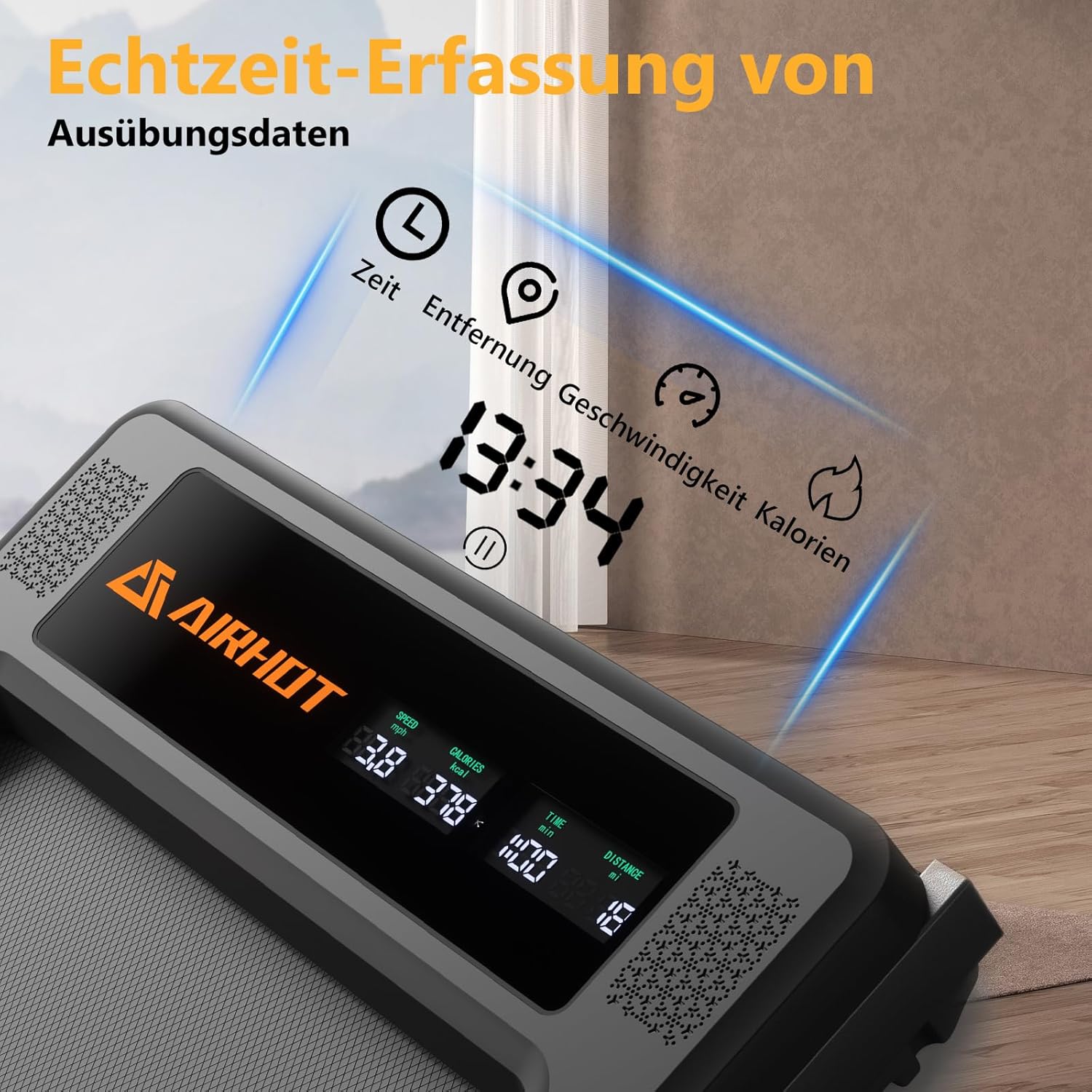 Laufband für Zuhause-AIRHOT, 2,5 PS Walking Pad, Untertisch-Laufband mit Fernbedienung und LED-Anzeige, maximale Geschwindigkeit von 6 km/h BZW. 12 km/h. Kompaktes Laufband für zuhause oder das Büro