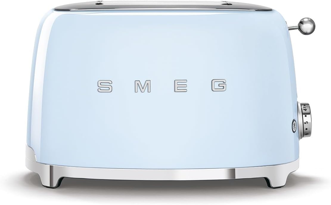 Smeg, Grille-pain 2 Tranches TSF01UJEU, 2 Fentes 36 mm, 6 Niveaux de Brunissage, Fonction Chauffage, Décongélation et Bagel, Éjection Automatique du Pain, Ramasse Miettes, 950 W, Royaume-Uni
