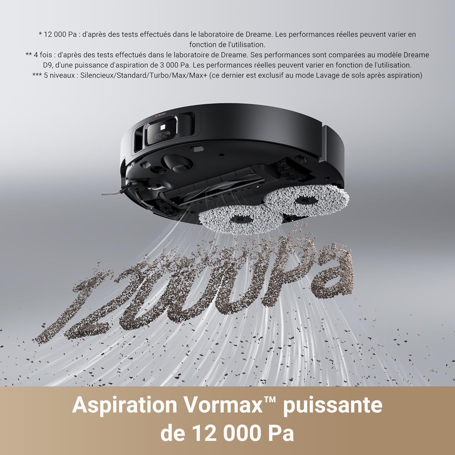 DREAME X40 Ultra Complete Robot Aspirateur avec Serpillière amovible et relevable, Brosse latérale surélevée,12 000 Pa,Serpillière et la Plaque de lavage avec de l'eau chaude à 70 C,Brosses relevables