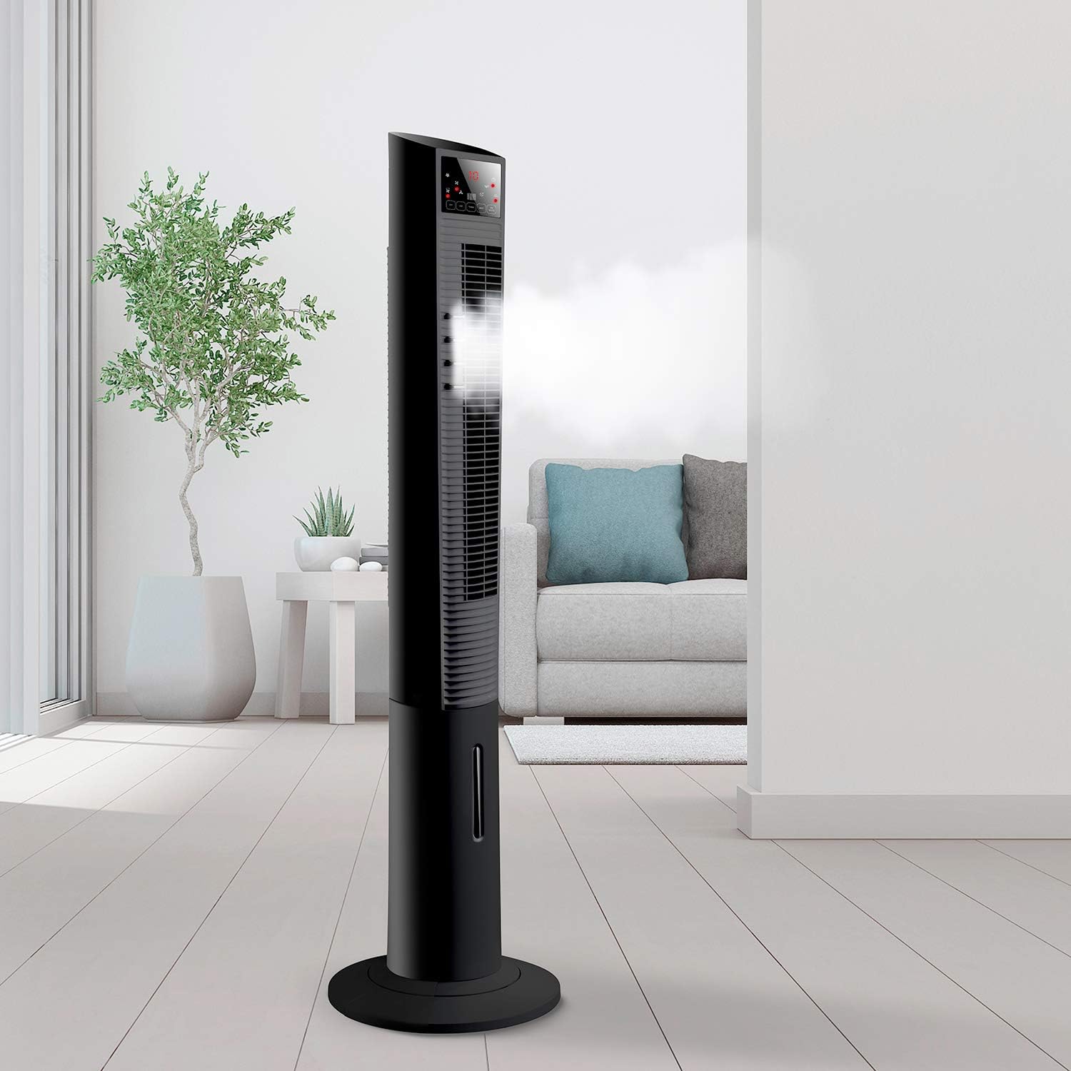 Taurus VB02 - Ventilateur brumisateur 90W, climatiseur, 3 vitesses et 3 modes, 90 W, 70° dʼoscillation, minuterie 12 h