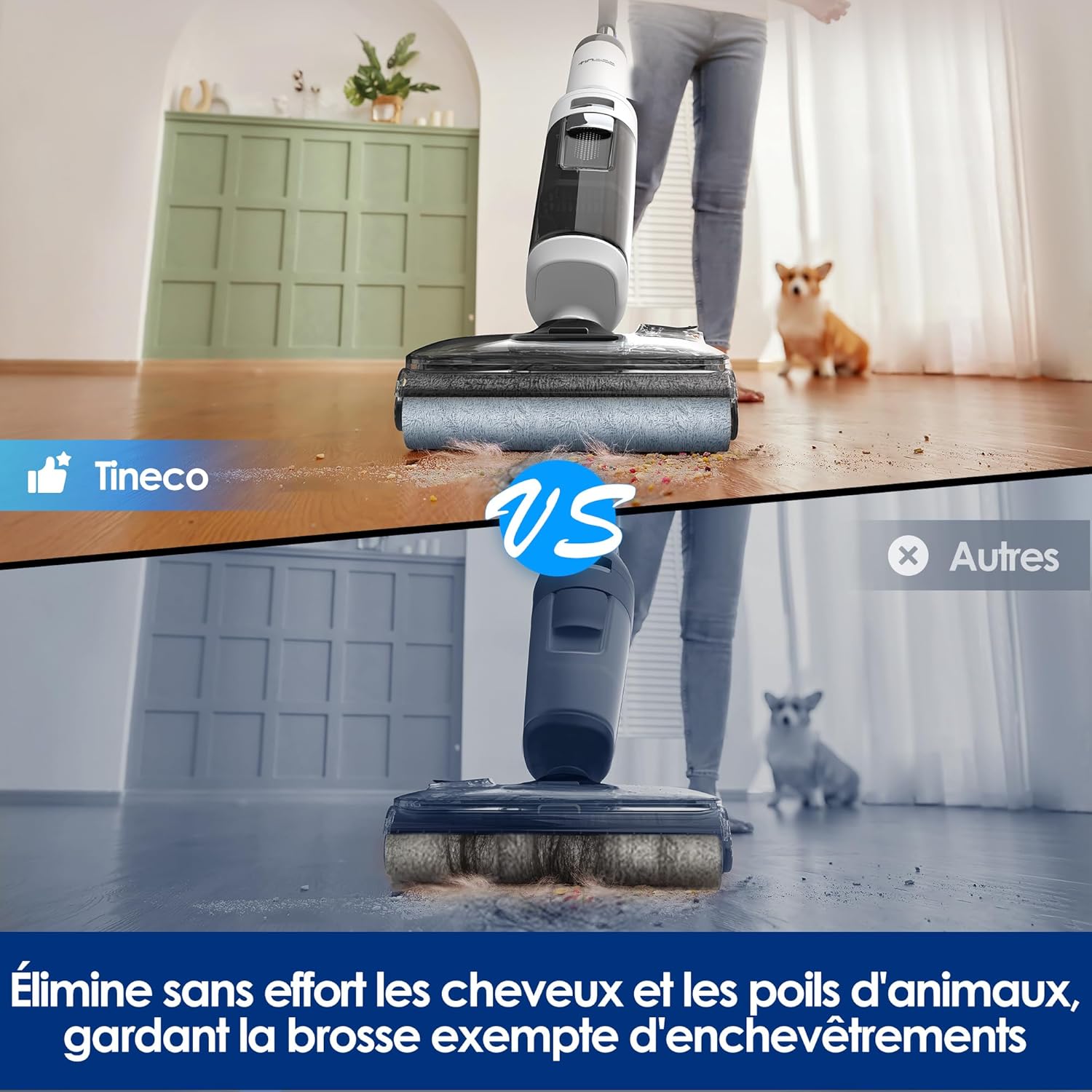 Tineco Floor One Stretch S6 Aspirateur Eau et Poussière Laveur de Sols, Conception Plate à 180°, Hauteur compacte de 13 cm, Auto-Nettoyage Flashdry à 70℃ en 5 Min, Nettoyage des Bords sur Trois Faces