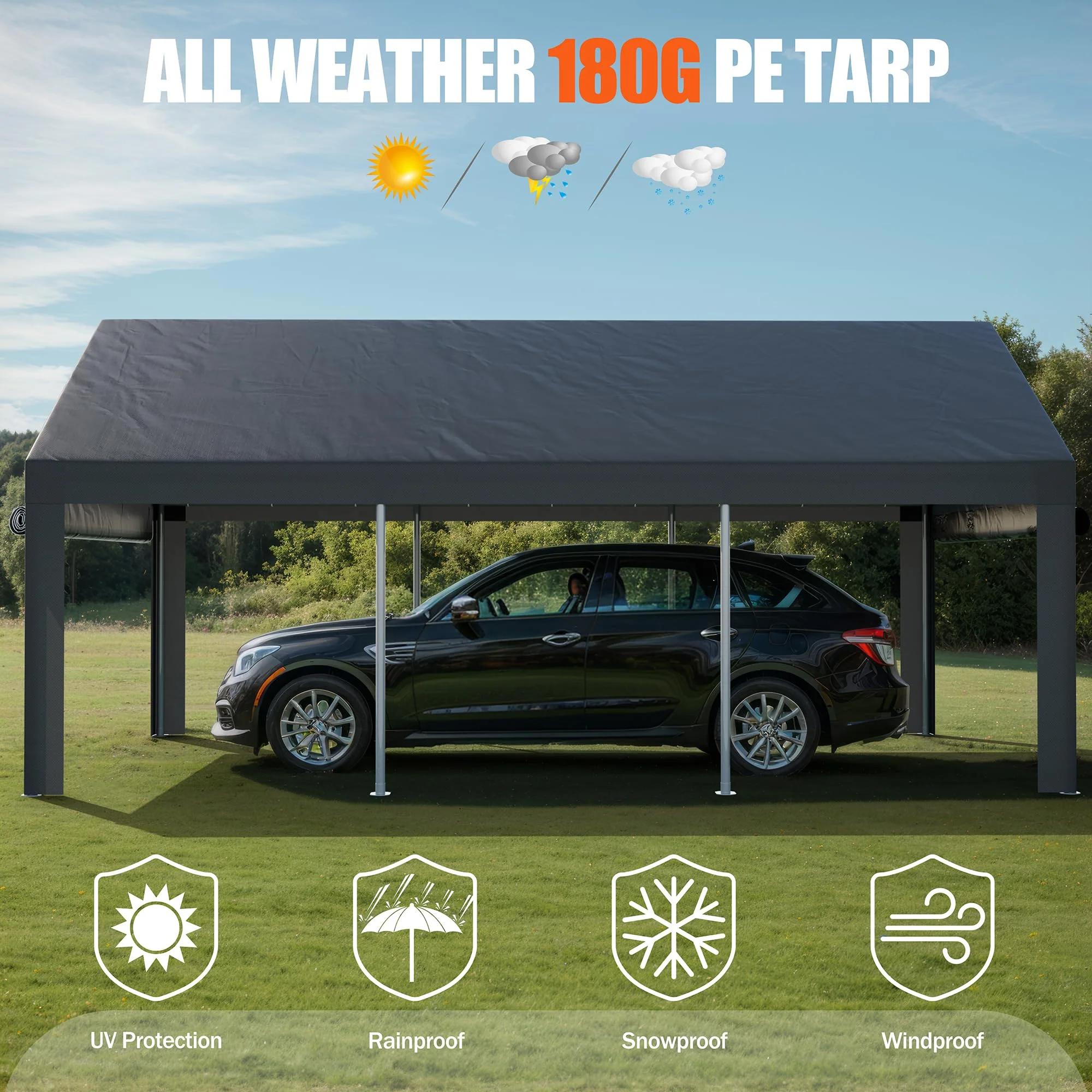 JYQAQA 12x20 FT Heavy Duty Carport Canopy