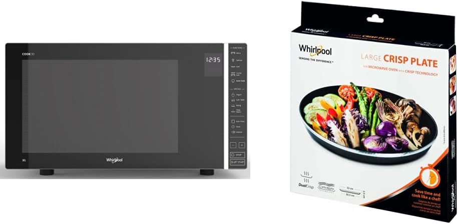 Whirlpool MWP 303 SB Four à micro-ondes, 30 litres, argent/noir & Wpro AVM305 Plat Crisp Diamètre: 30.5 cm