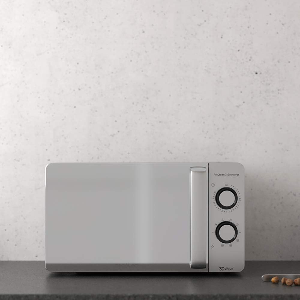 Cecotec Four à micro-ondes ProClean 9110 FullINOX avec grill 1000 W, 30 litres, 5 niveaux de puissance, 8 programmes, minuterie de 60 minutes, revêtement Ready2Clean, design avant miroir