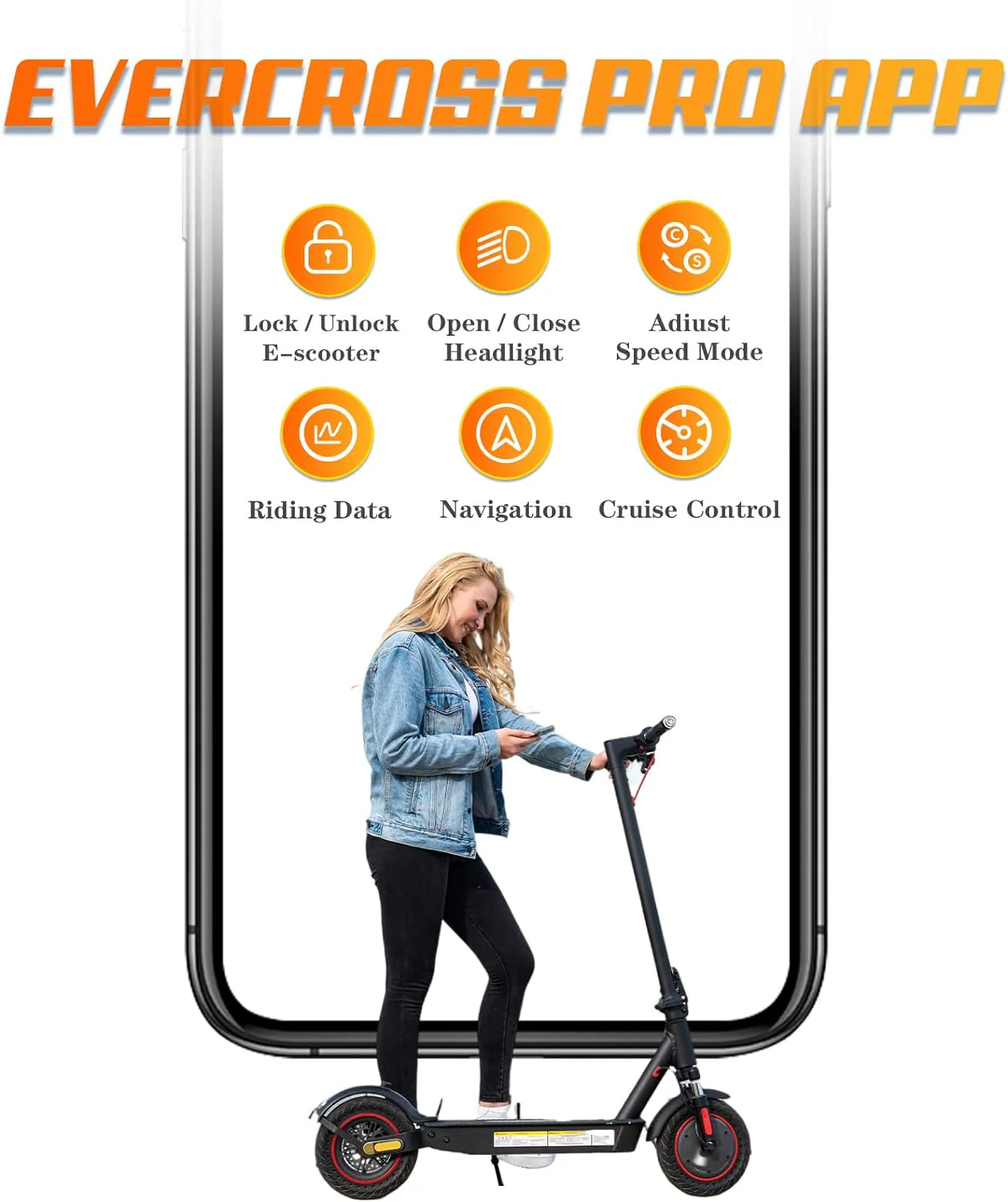 Evercross EV10K Pro 500W E-Scooter mit 35 km Reichweite, 10-Zoll-Honeycomb-Reifen und IP54 Schutz