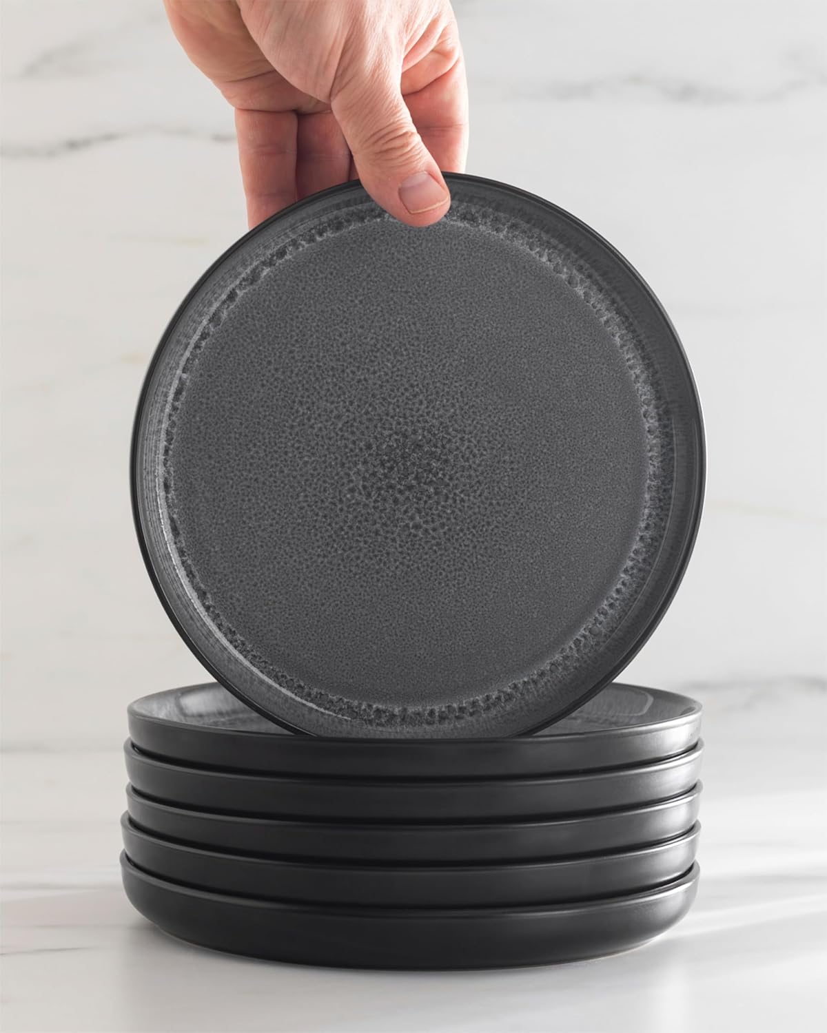 Service de Vaisselle en Grès Ibiza 36 pièces –Ensemble de Vaisselle pour 12 Personnes, Adapté au Lave-Vaisselle et au Micro-Ondes, Pure Living bleu fumé, Assiettes Service de Table