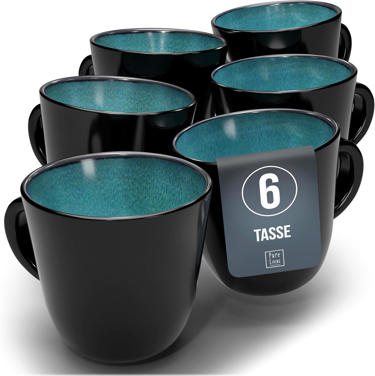 Service de Vaisselle en Grès Ibiza 36 pièces –Ensemble de Vaisselle pour 12 Personnes, Adapté au Lave-Vaisselle et au Micro-Ondes, Pure Living bleu fumé, Assiettes Service de Table