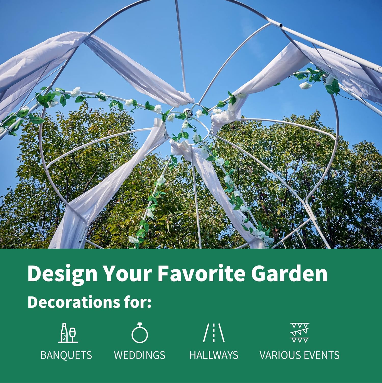 SCENDOR GARDEN Style franais Pergola en Métal, Plantes Grimpantes Terrasse Patio Arceau à Rosiers,Mariage Arche Colonne de Jardin 271x207x207 CM Noir