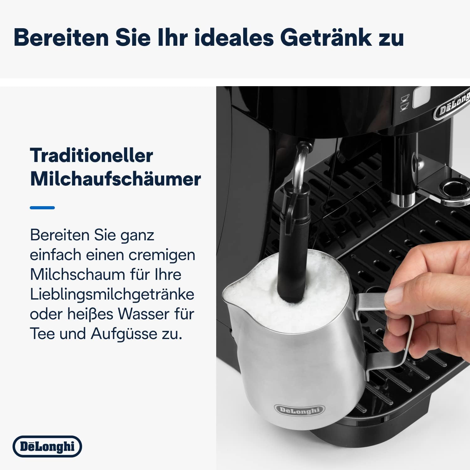 De'Longhi Magnifica S ECAM11.112.B, Kaffeevollautomat mit Milchaufschumdüse für Cappuccino, mit Espresso Direktwahltasten und Drehregler, 2-Tassen-Funktion, Schwarz