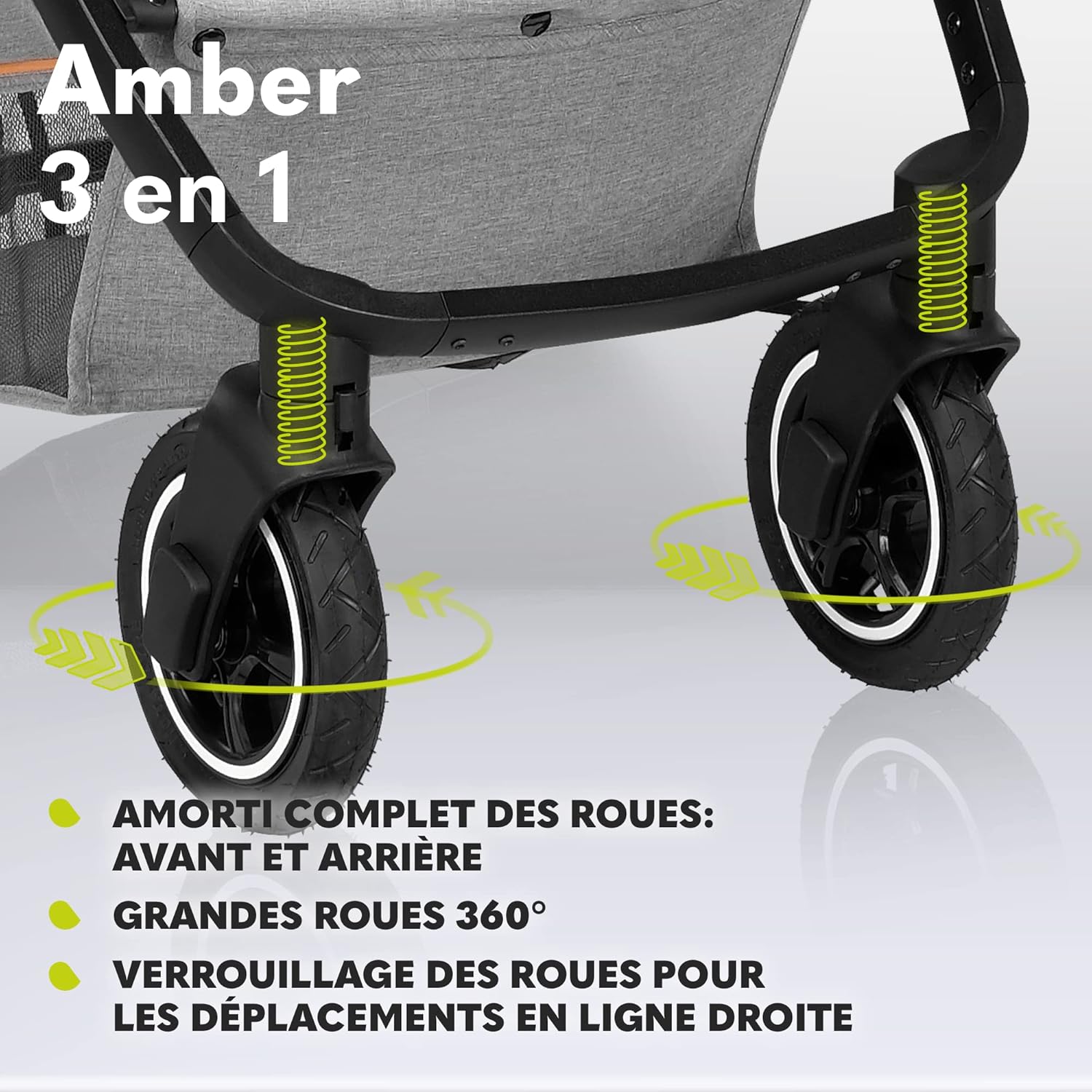 LIONELO Amber 3 in 1 poussette multifonctionnellle, landau, ensemble poussette avec siège sport et nacelle fixe, sac, moustiquaire, couvrir, feuille de pluie mit siege auto