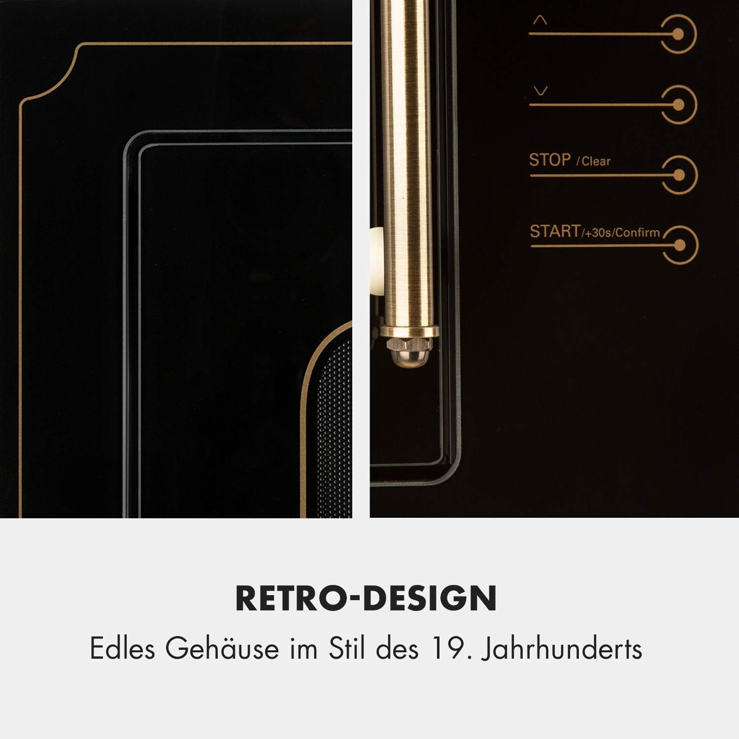 Klarstein Victoria 20 - micro-ondes encastrable, design rétro, 20L, micro-ondes 800W / puissance de gril 1000W, 3 fonctions grill/micro-ondes, acier inoxydable, cadre de montage, ivoire