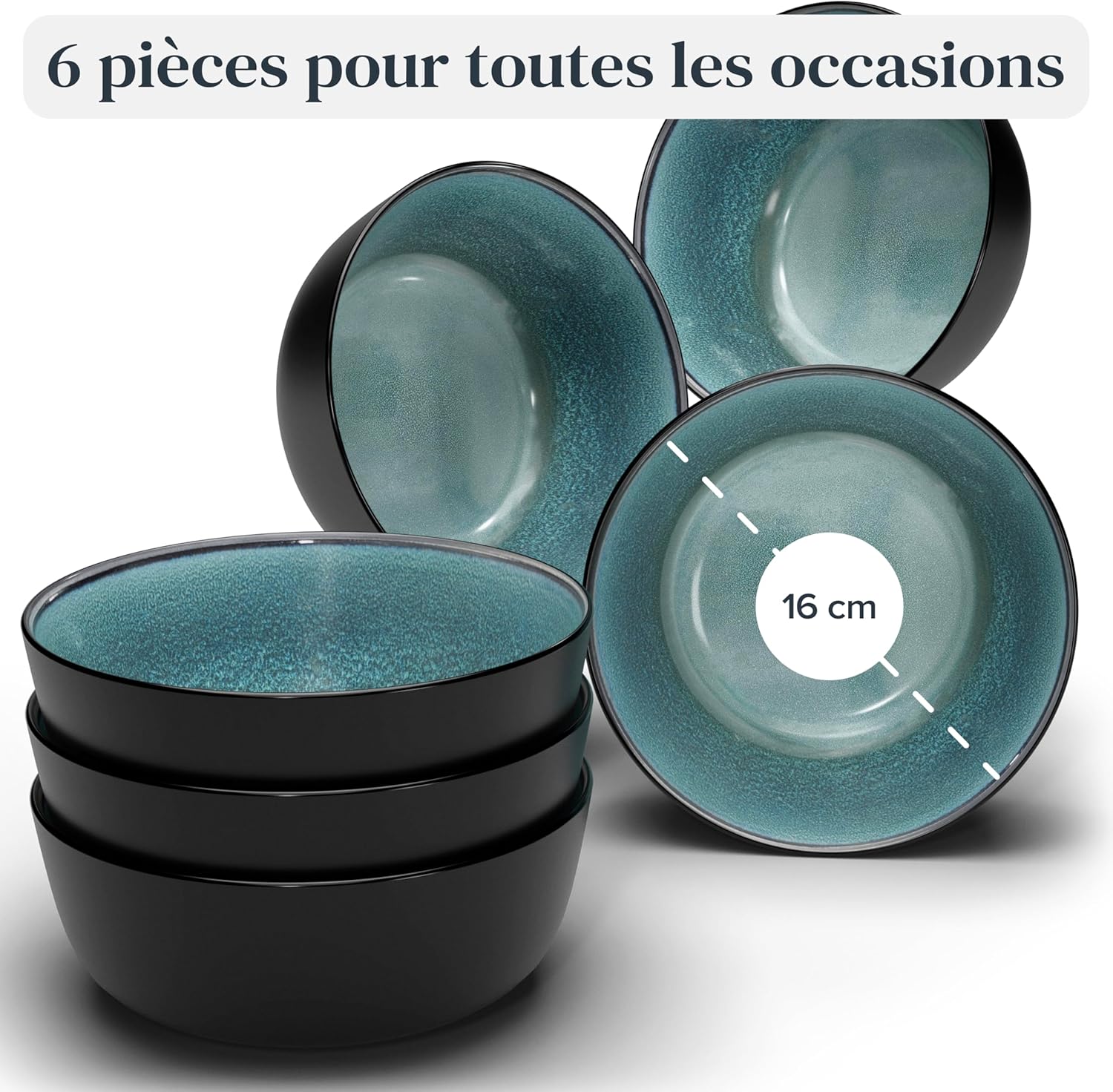 Service de Vaisselle en Grès Ibiza 36 pièces –Ensemble de Vaisselle pour 12 Personnes, Adapté au Lave-Vaisselle et au Micro-Ondes, Pure Living bleu fumé, Assiettes Service de Table