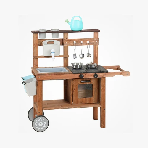 Cuisine d'Extérieur Montessori en Bois avec Accessoires – Aire de Jeux durable pour enfants